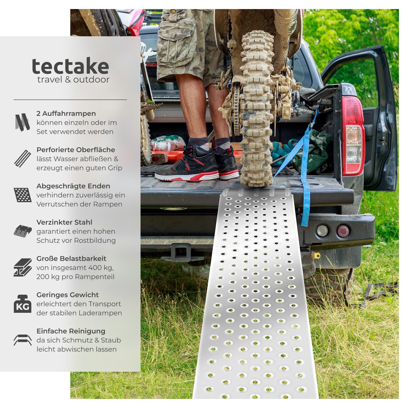 tectake Auffahrrampe Sven (Set, 2x Verladerampe), 2er Set