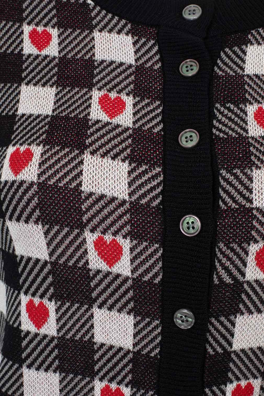 Hell Bunny Strickjacke Leonie Cardigan Vintage Retro Herzen Rockabilly 50er