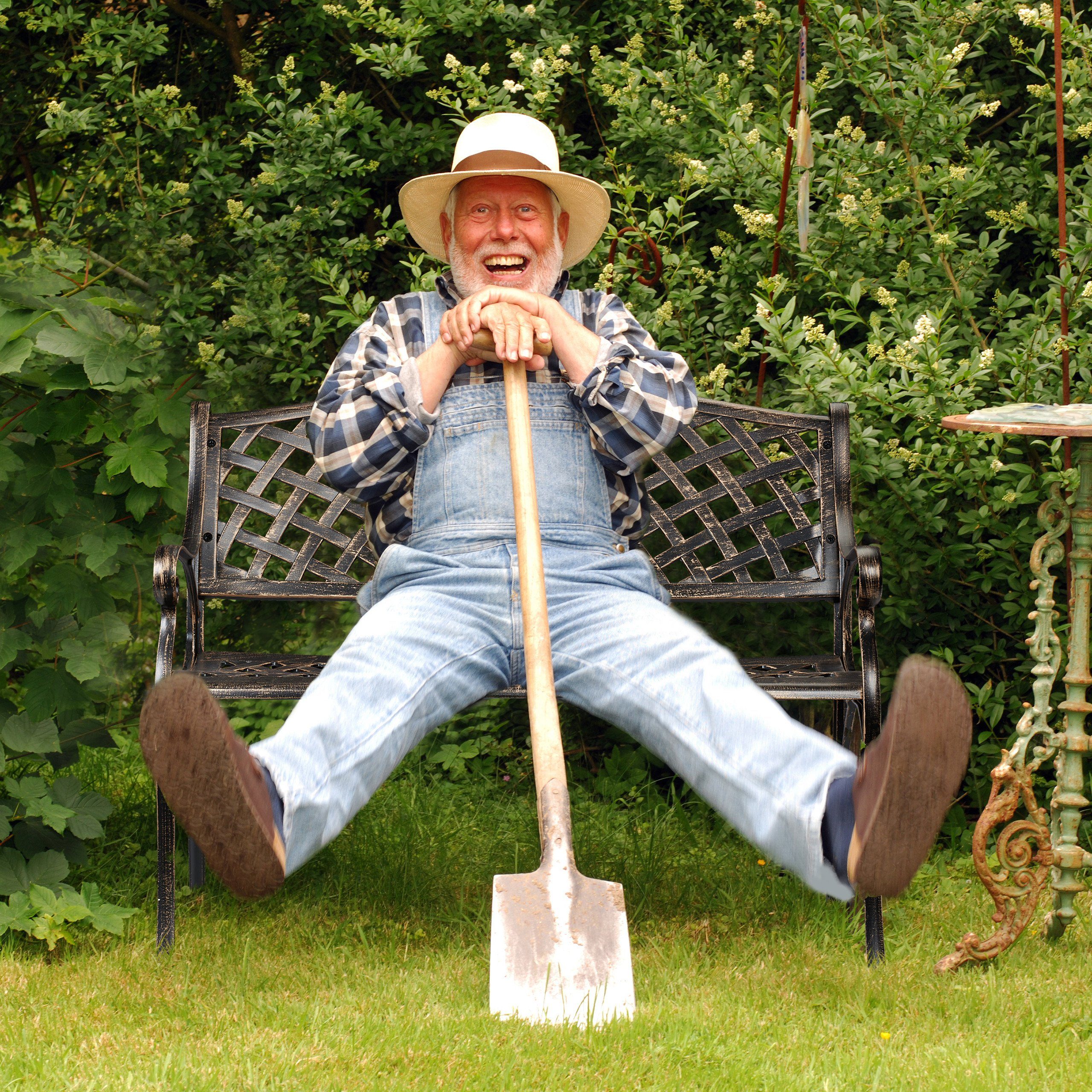 relaxdays Gartenbank Metall in Schwarz Bronze