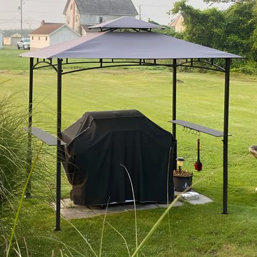 Sekey Grillpavillon 245 x 150 cm BBQ Pavillion Grillzelt Gartenzelt Winterfest Wasserdicht, Doppelschichtdach, Ablage mit Haken, UV-Schutz 50+