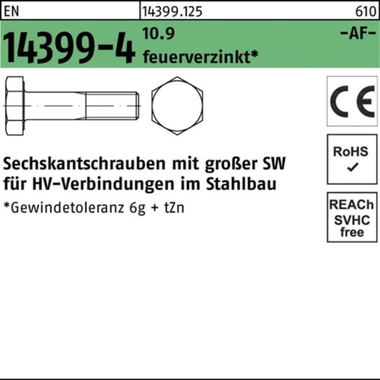 Reyher Sechskantschraube 100er Pack Sechskantschraube EN 14399-4 M36x 90 10.9 feuerverz. 1 Stü