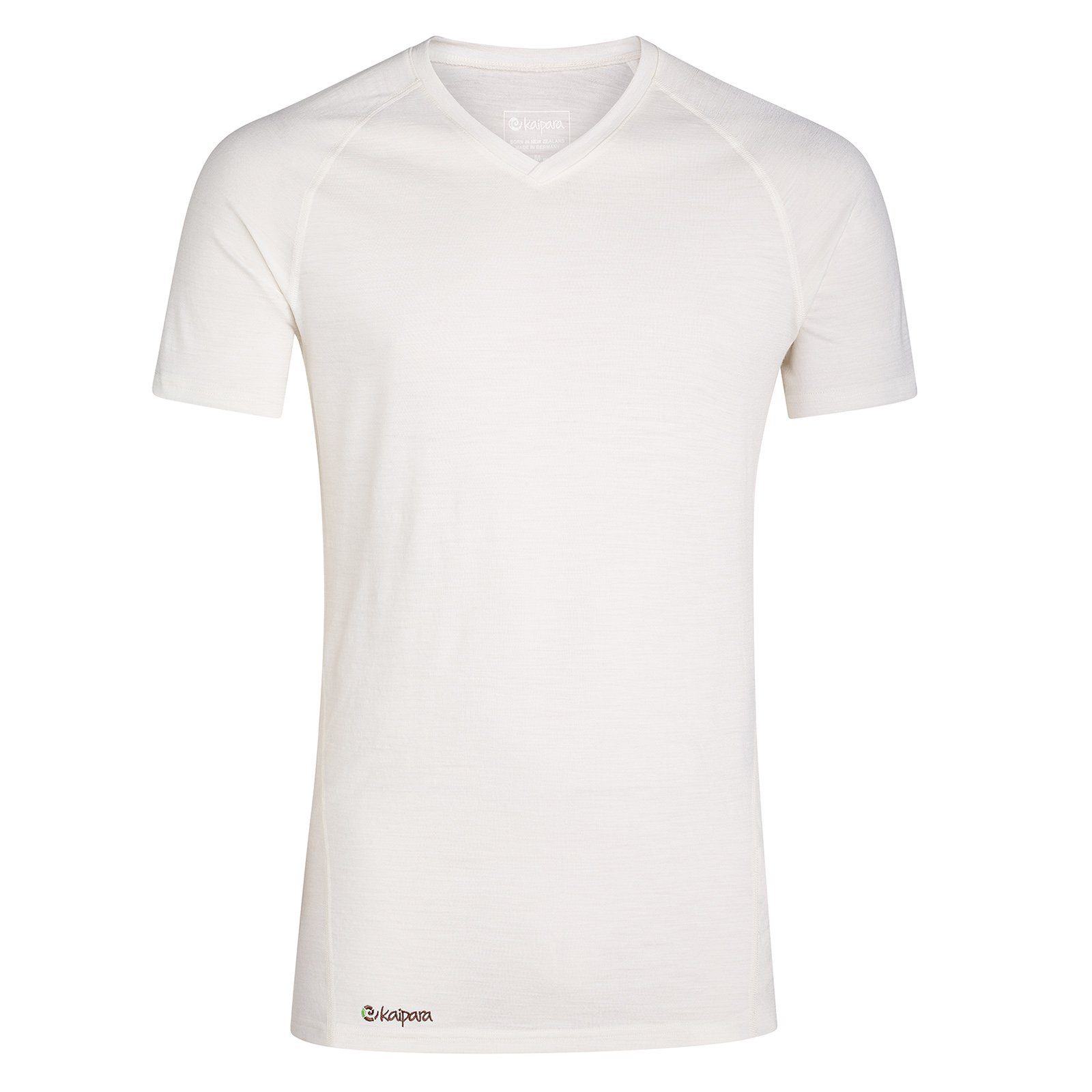 Kaipara - Merino Sportswear Unterhemd Merino Herren-Unterhemd Kurzarm Slimfit V-Neck Raglan 150g light (1-St) aus reiner Merinowolle Made in Germany