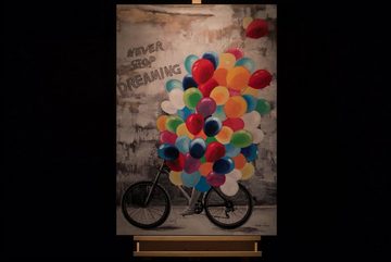 KUNSTLOFT Gemälde Bike Euphoria 70x100 cm, Leinwandbild 100% HANDGEMALT Wandbild Wohnzimmer