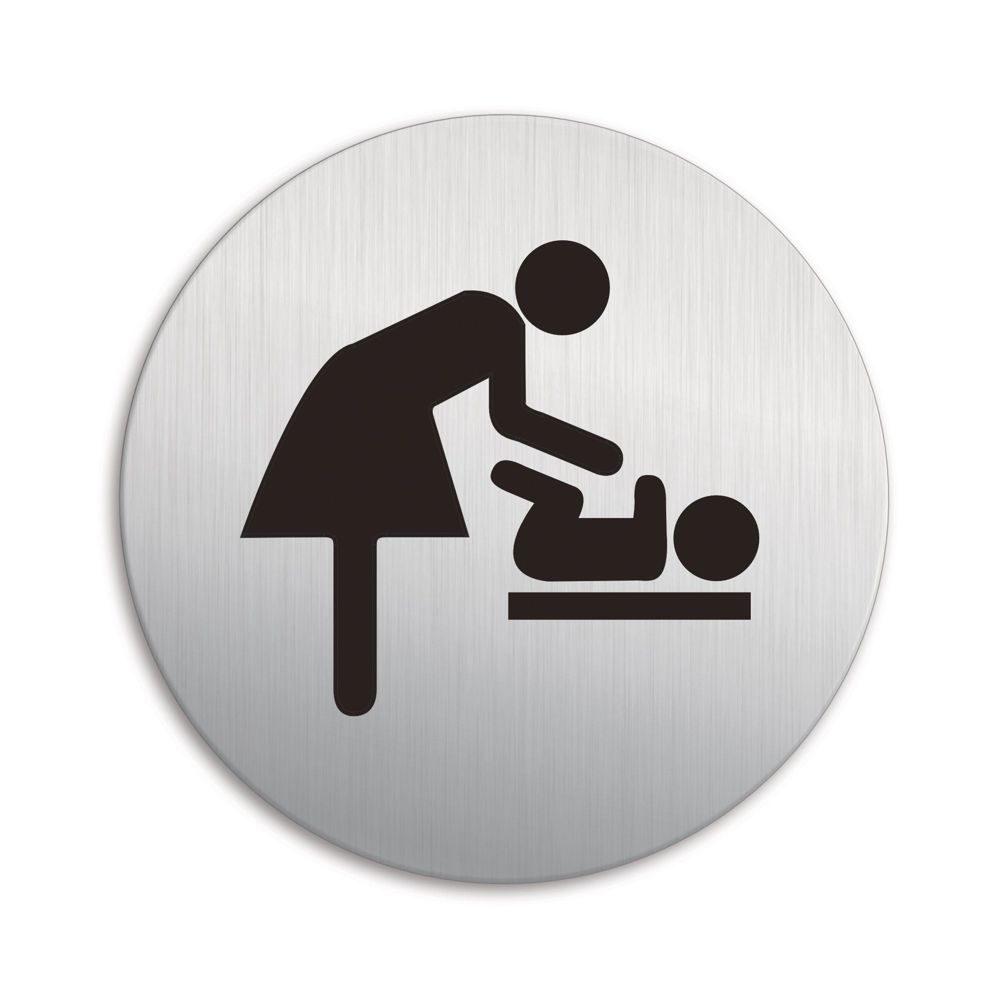 OFFORM DESIGN Hinweisschild Wickelraum Ø 100 mm Aluminium Edelstahloptik selbstklebend, (1 St)