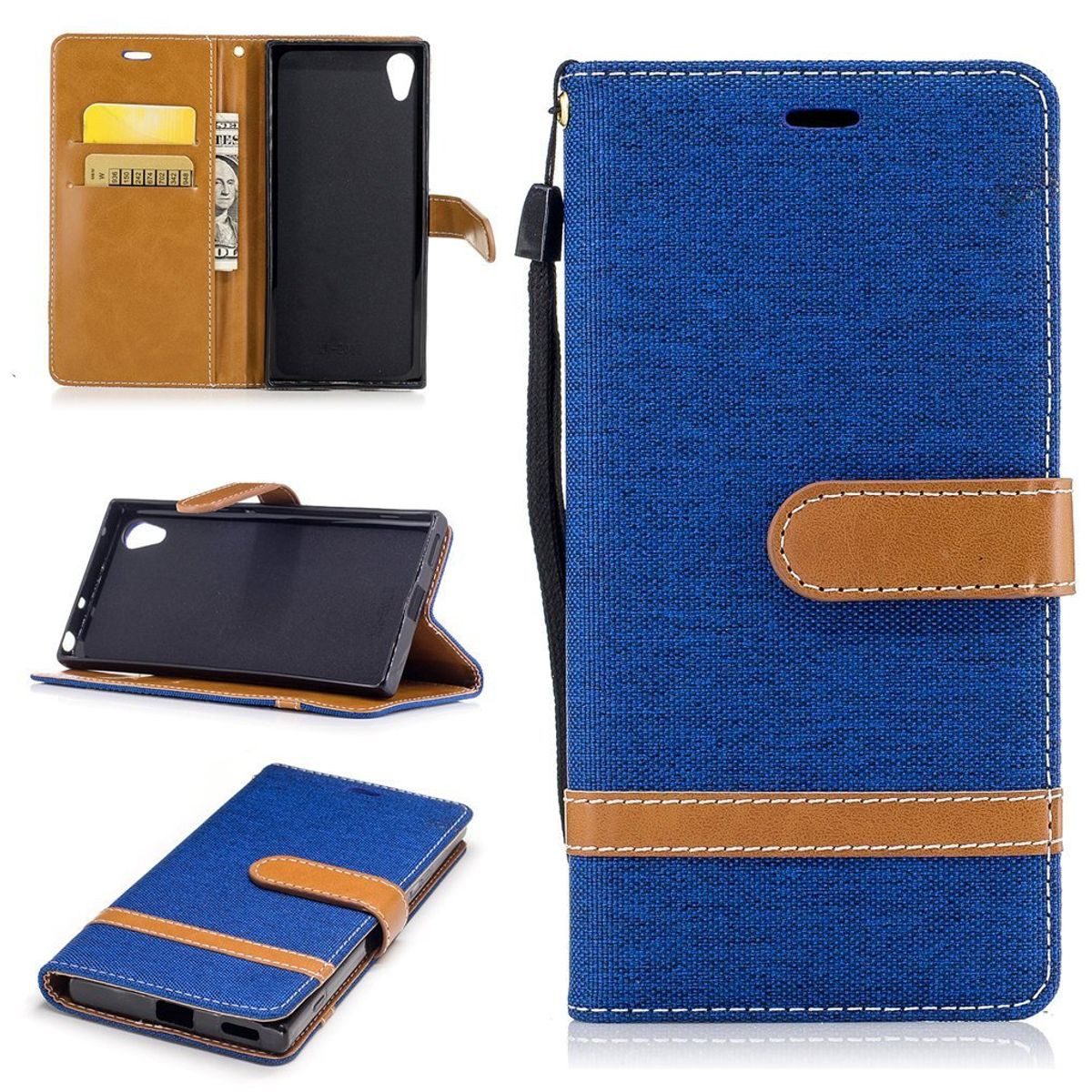 König Design Handyhülle Sony Xperia XA1, Sony Xperia XA1 Handyhülle Bookcover Blau
