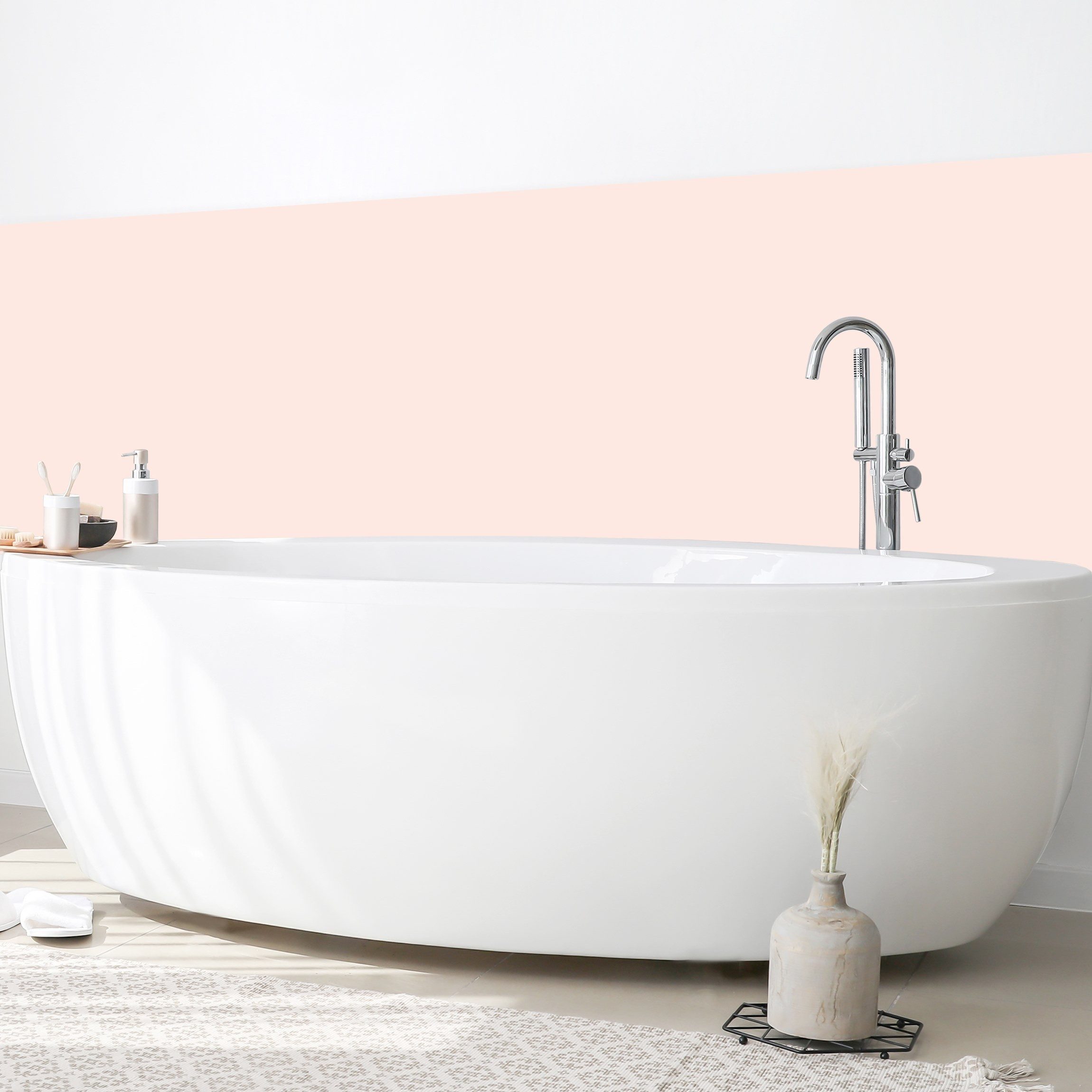 Bilderdepot24 Badrückwand rosa fugenlose Wandverkleidung Bad Unifarben, (Hartfolie matt » Selbstklebend SMART 0,35 mm), wasserfestes Wandpaneel Perlmutt