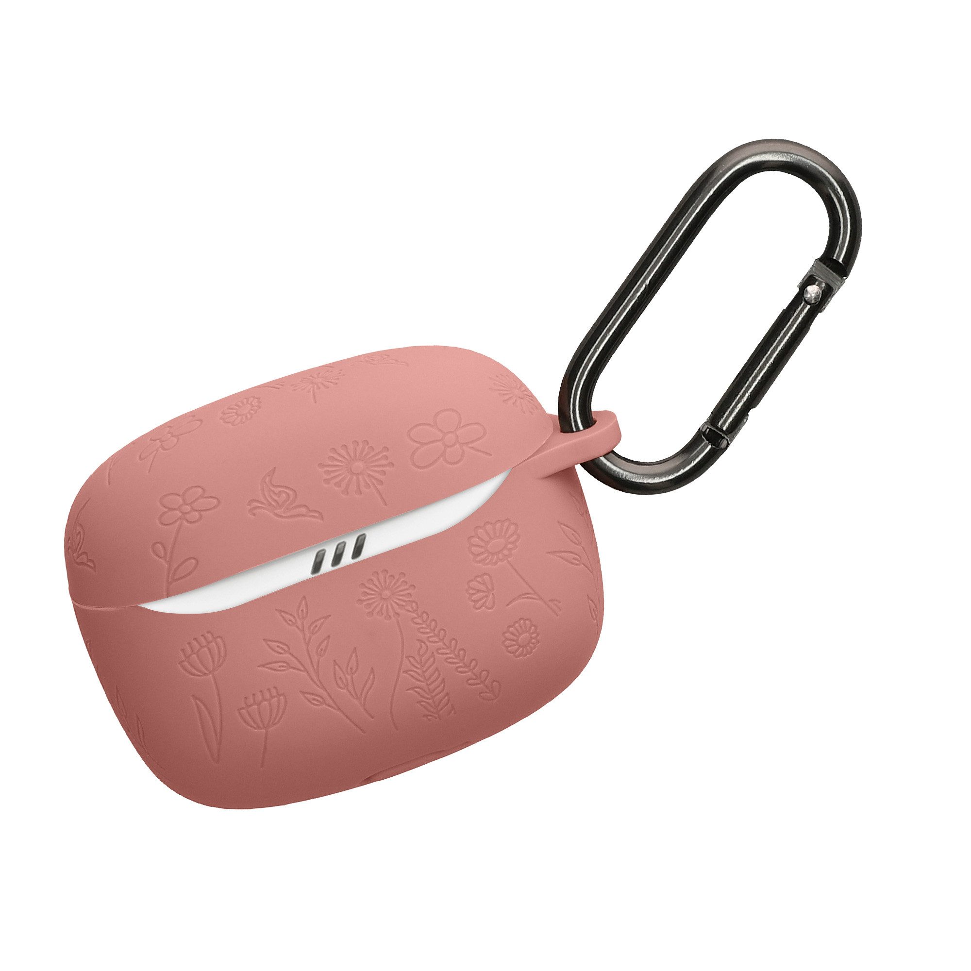 kwmobile Kopfhörer-Schutzhülle Silikon Case für JBL Tune Beam 2 Hülle, Schutzhülle für Kopfhörer mit Karabiner - Dark Rose von kwmobile