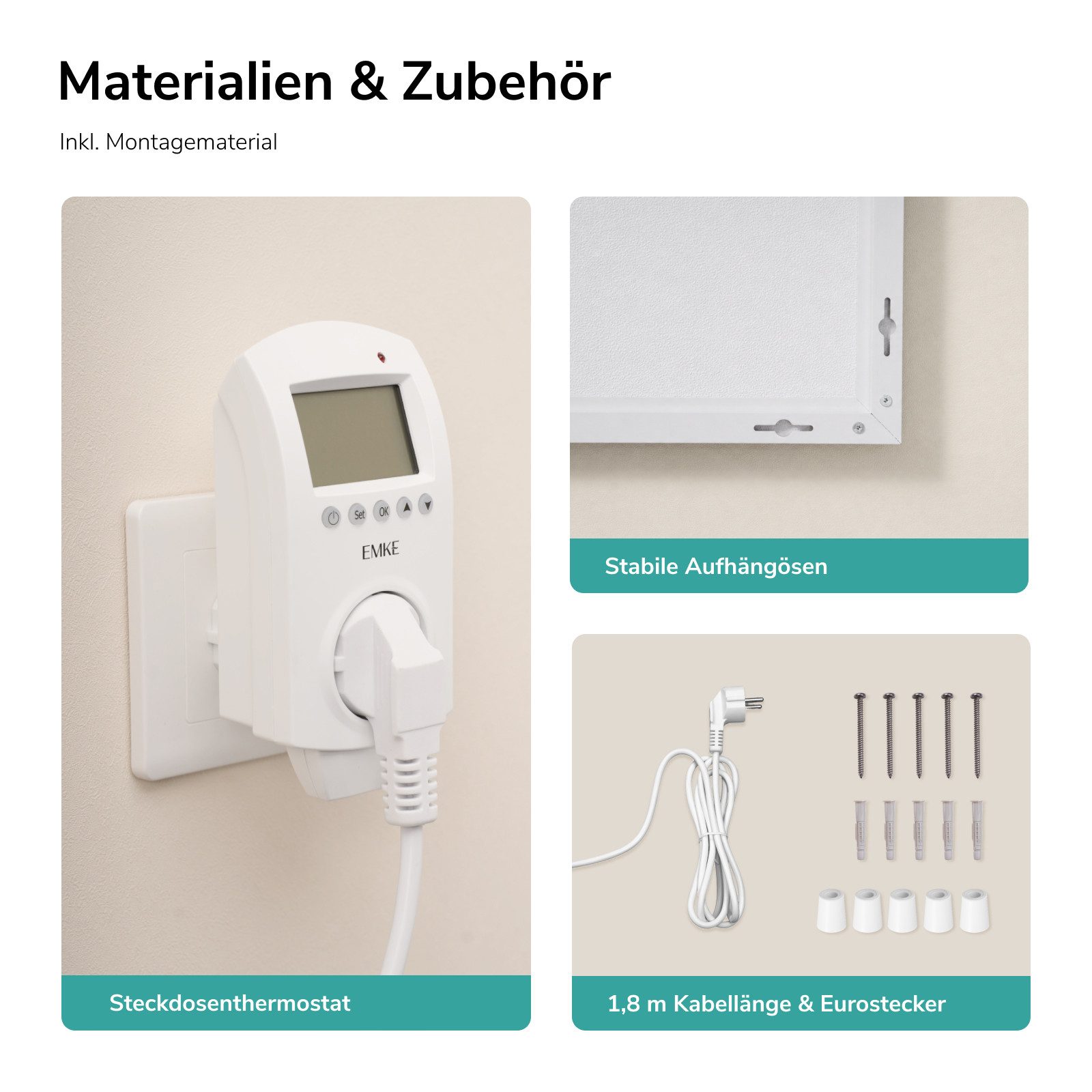 EMKE Infrarotheizung Infrarot-Bildheizung mit Kunstdruck, 300-1200 W, mit Thermostat – Bild 5 von 5