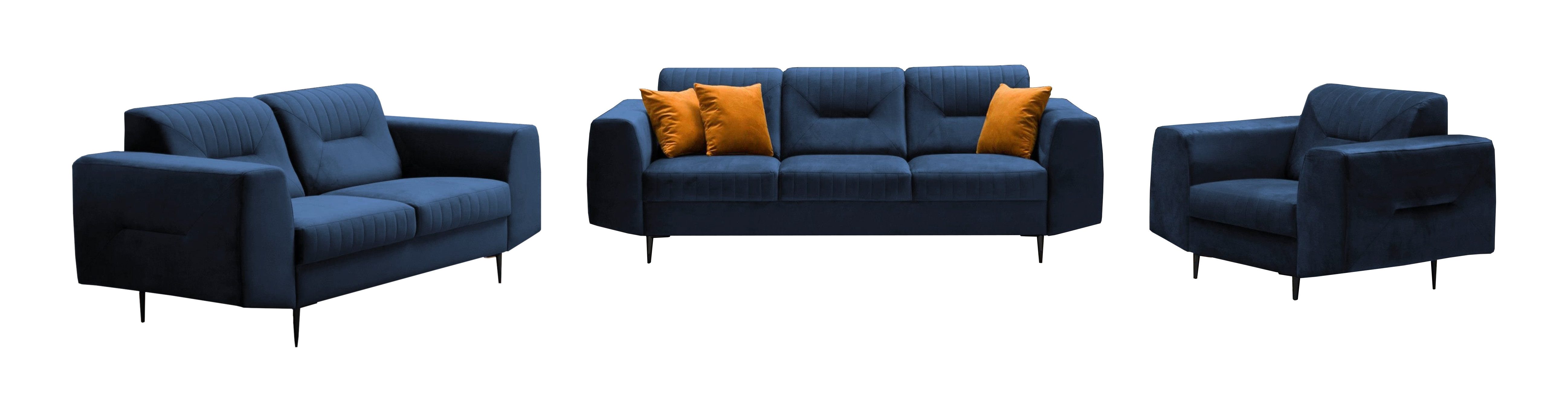 Beautysofa Polstergarnitur im modernen Stil auf hohen Metallbeinen VENEZIA, günstig online kaufen