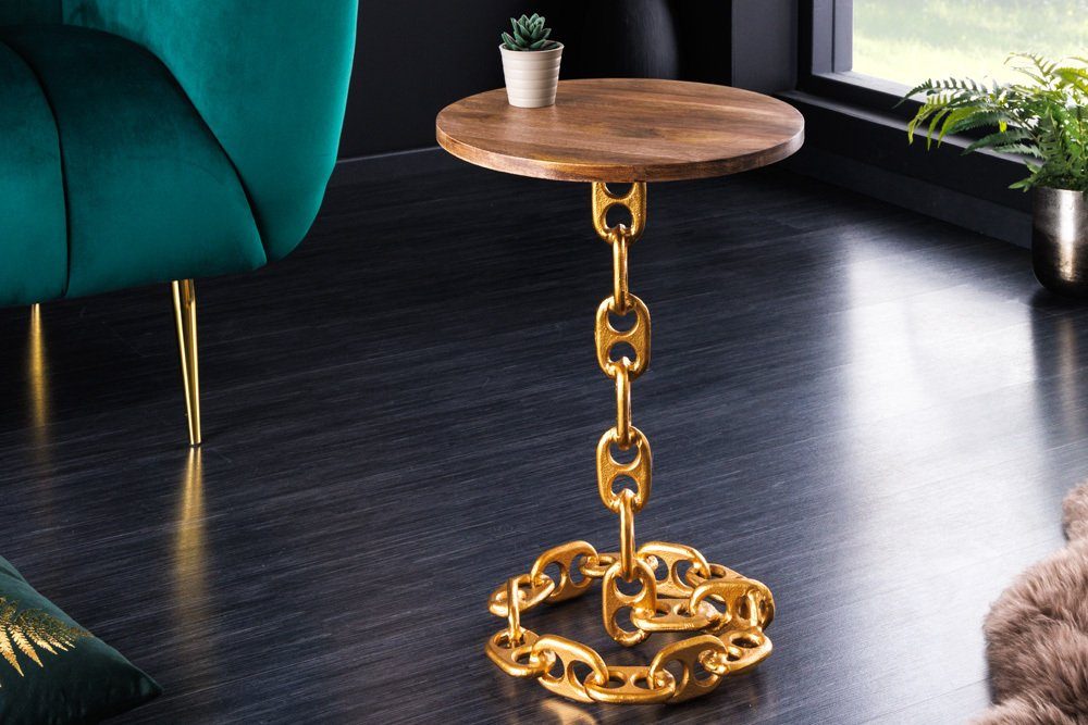 riess-ambiente Beistelltisch CHAINS 55cm gold / natur (Einzelartikel, 1-St) günstig online kaufen