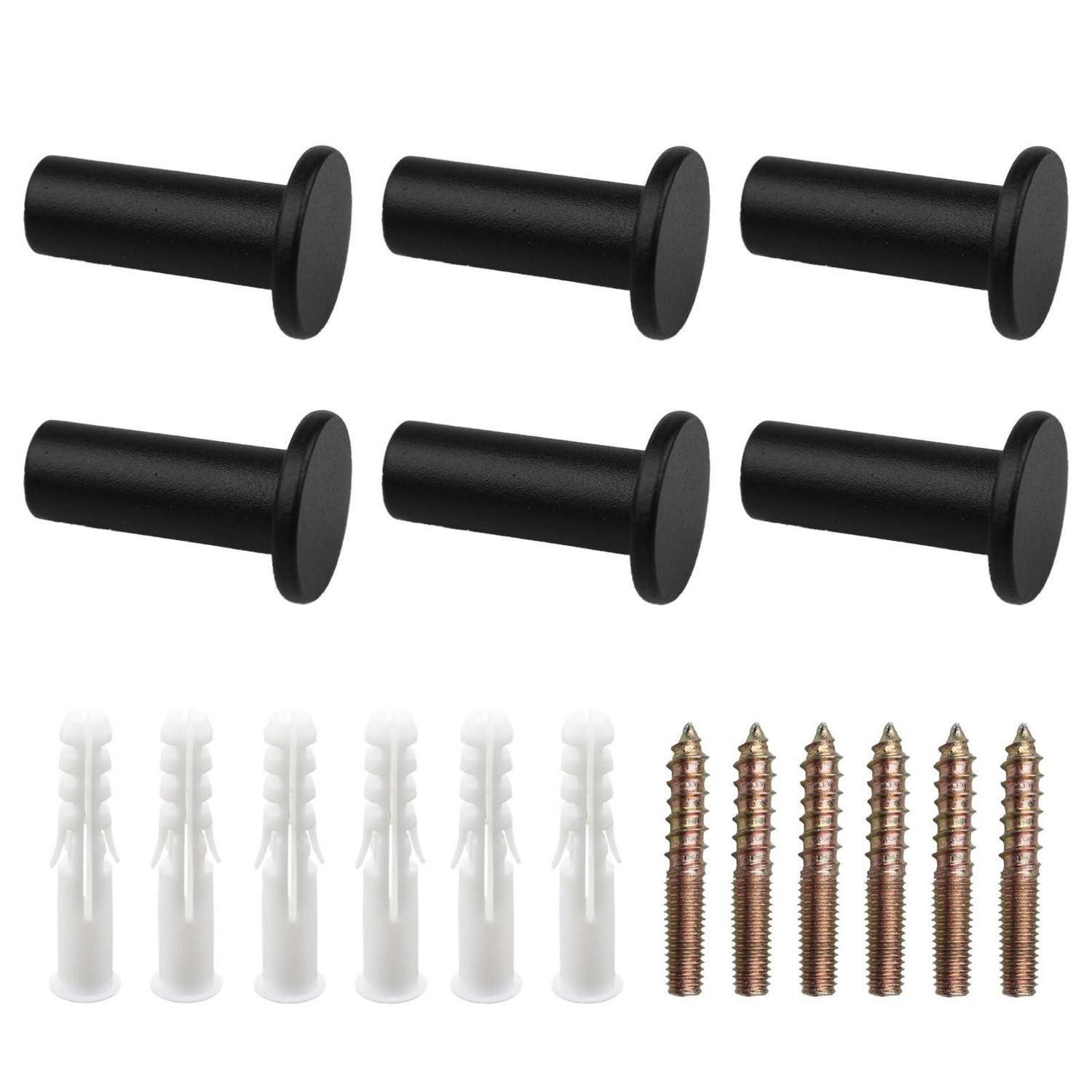 LuxusKollektion Wandhaken Garderobenhaken Set Schwarz Matt 6 Stück, (6-St)