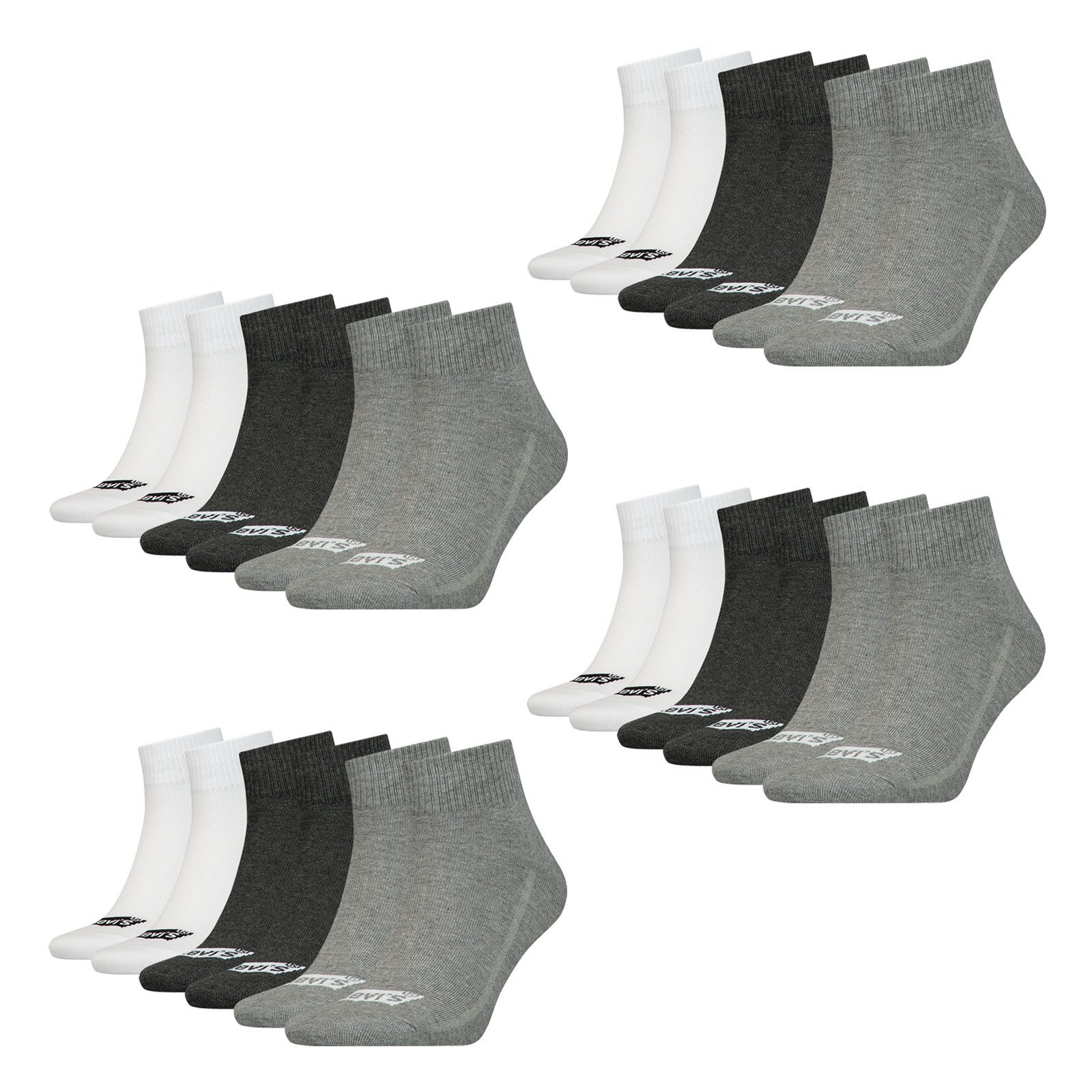 Levi's® Kurzsocken Mid Cut Batwing Logo Socks (12-Paar) mit seitlichen Belüftungslinien