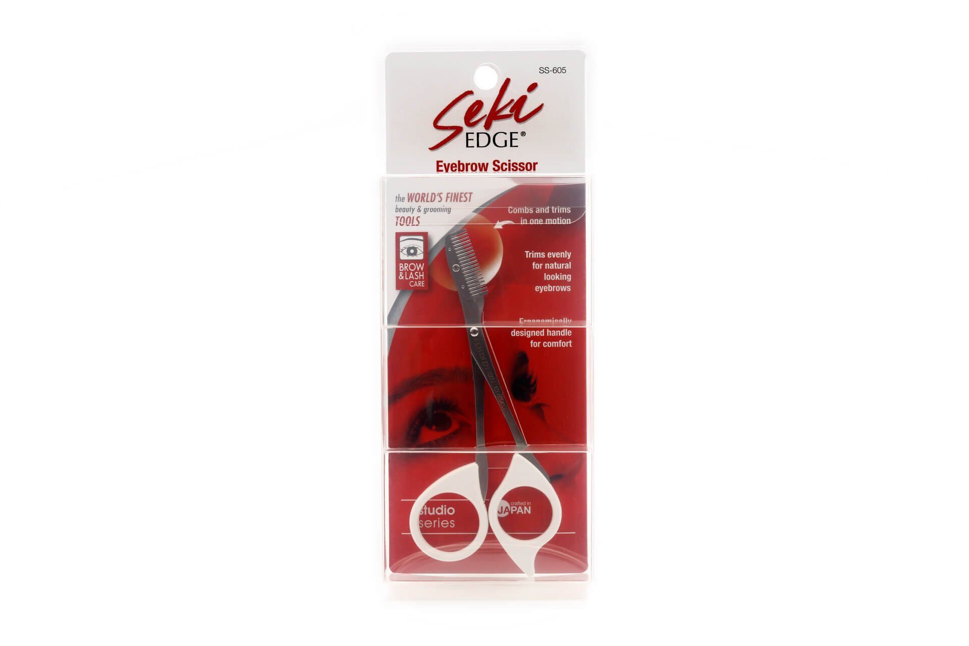 Seki EDGE Augenbrauenschere mit Japan handgeschärftes aus Augenbrauen-Trimmer Qualitätsprodukt 5.3x12x0.6 SS-605 Kamm cm