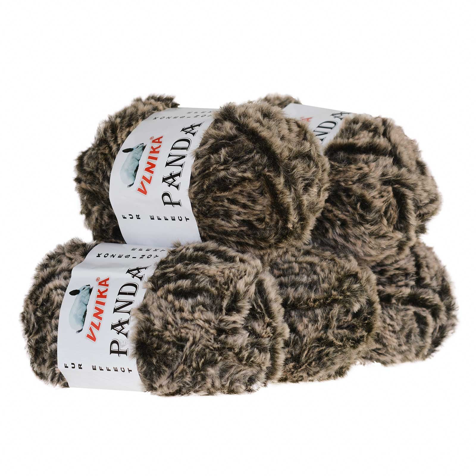 Thumbnail - VLNIKA 500g Strickgarn Panda Häkelwolle, 66 m, 153 schwarz beige