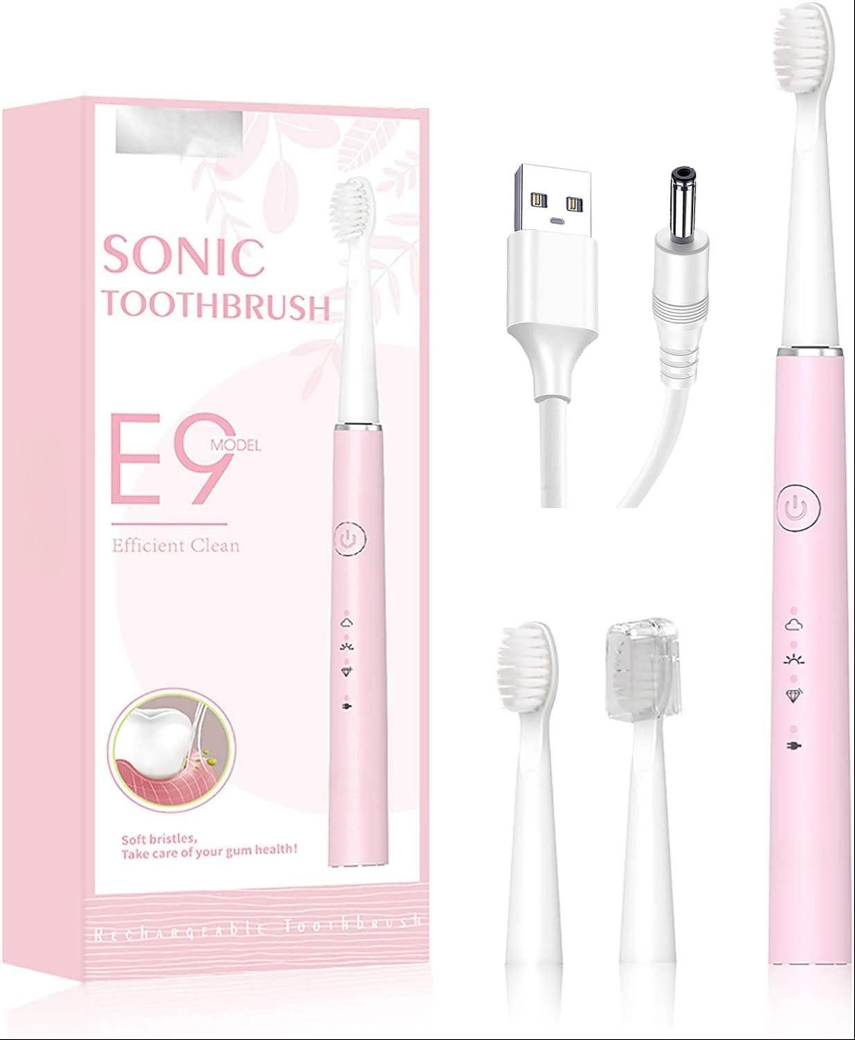 SWGOTA Elektrische Zahnbürste mit 5 Reinigungsmodi,40.000 Bewegungen/Min,15° geneigter Bürstenkopf, Schallzahnbürste mit 2 Ersatzbürsten,Timer für Erwachsene Teenager