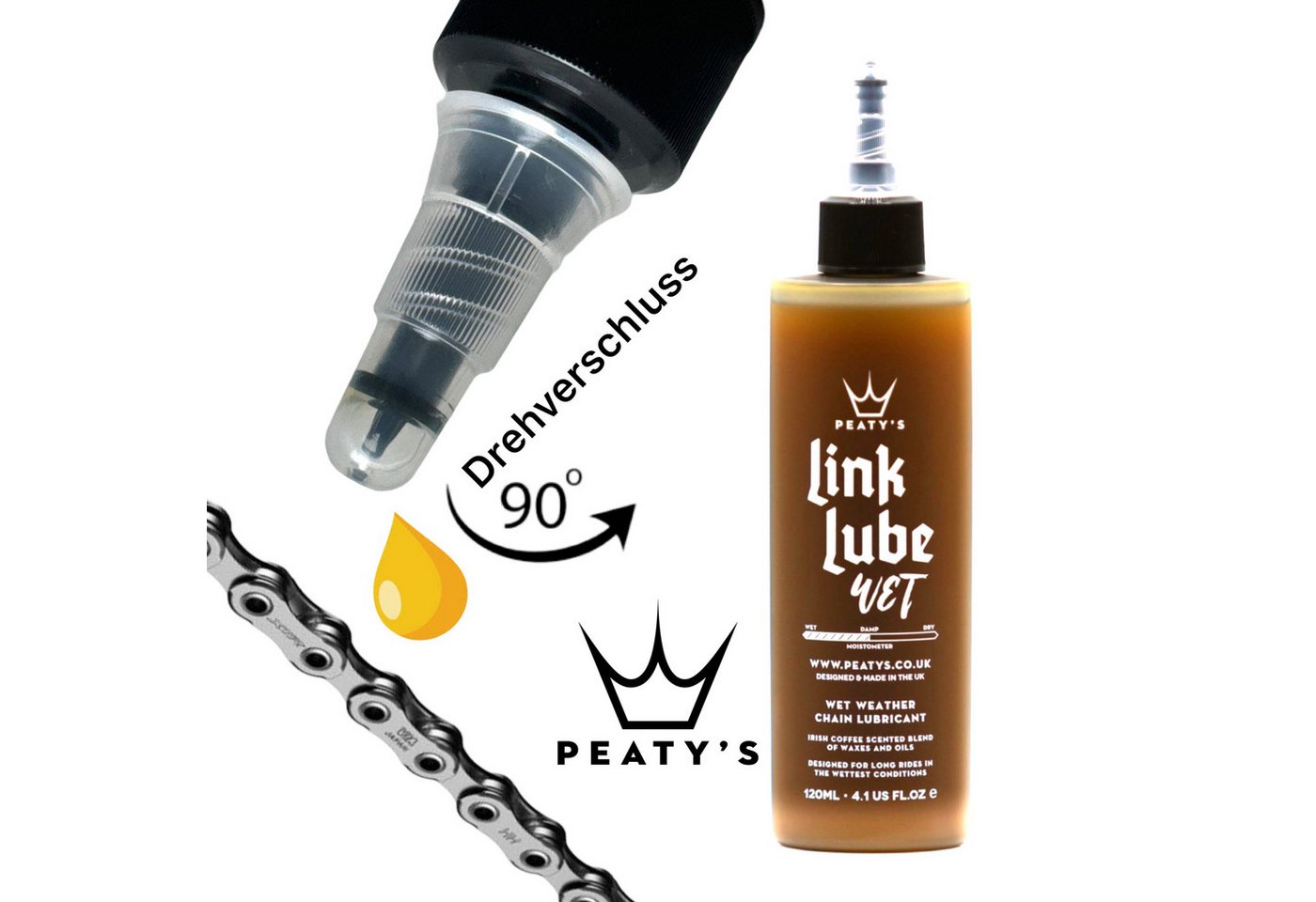 Thumbnail - Peaty´s Fahrrad-Montageständer Peaty´s Fahrrad Kettenöl Wet Lube 120ml Fahrrad Nass Wetter Öl Pflege