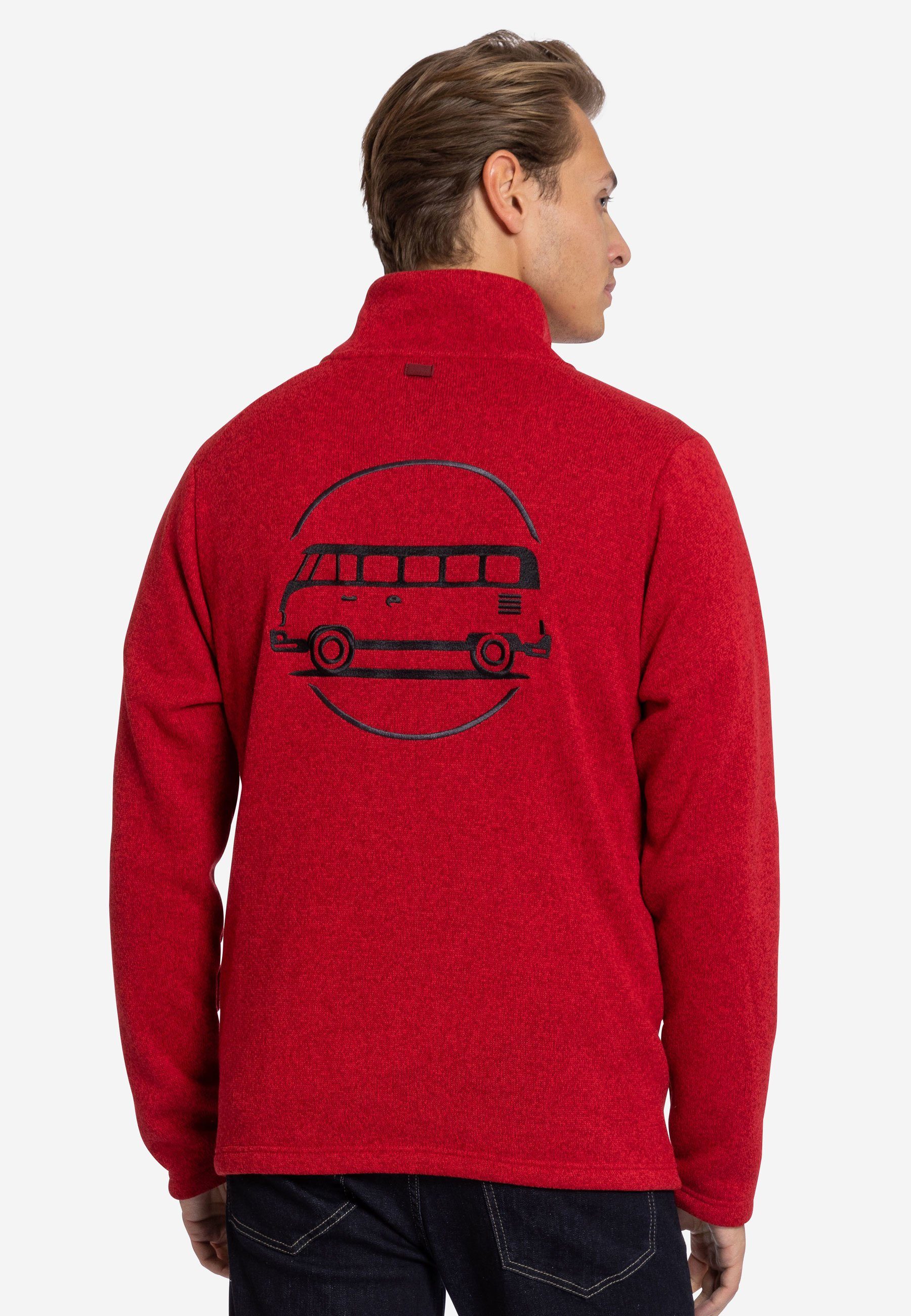 chilipepperred Bulli VW wärmend Elkline Stehkragen Fleecejacke Stick Voyager