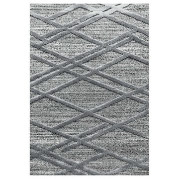 Designteppich Designerteppich Tokio hoch-tief Struktur Wellen grau, TaraCarpet, rechteckig, Höhe: 20 mm, moderner scandi boho Welle grau Wohnzimmer Schlafzimmer Flur 120x170