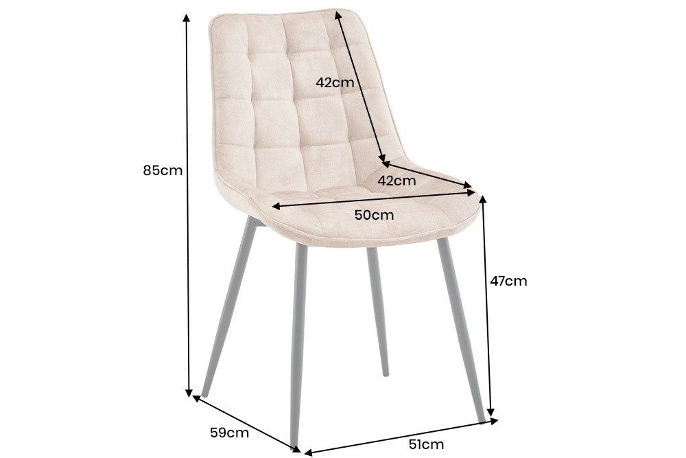 riess-ambiente Esszimmerstuhl ROADSTAR champagner greige / schwarz - Samt, Metallbeine, Ziersteppung (Einzelartikel, 1 St), gepolsterter Stuhl - ideal für Küche – Bild 4 von 5