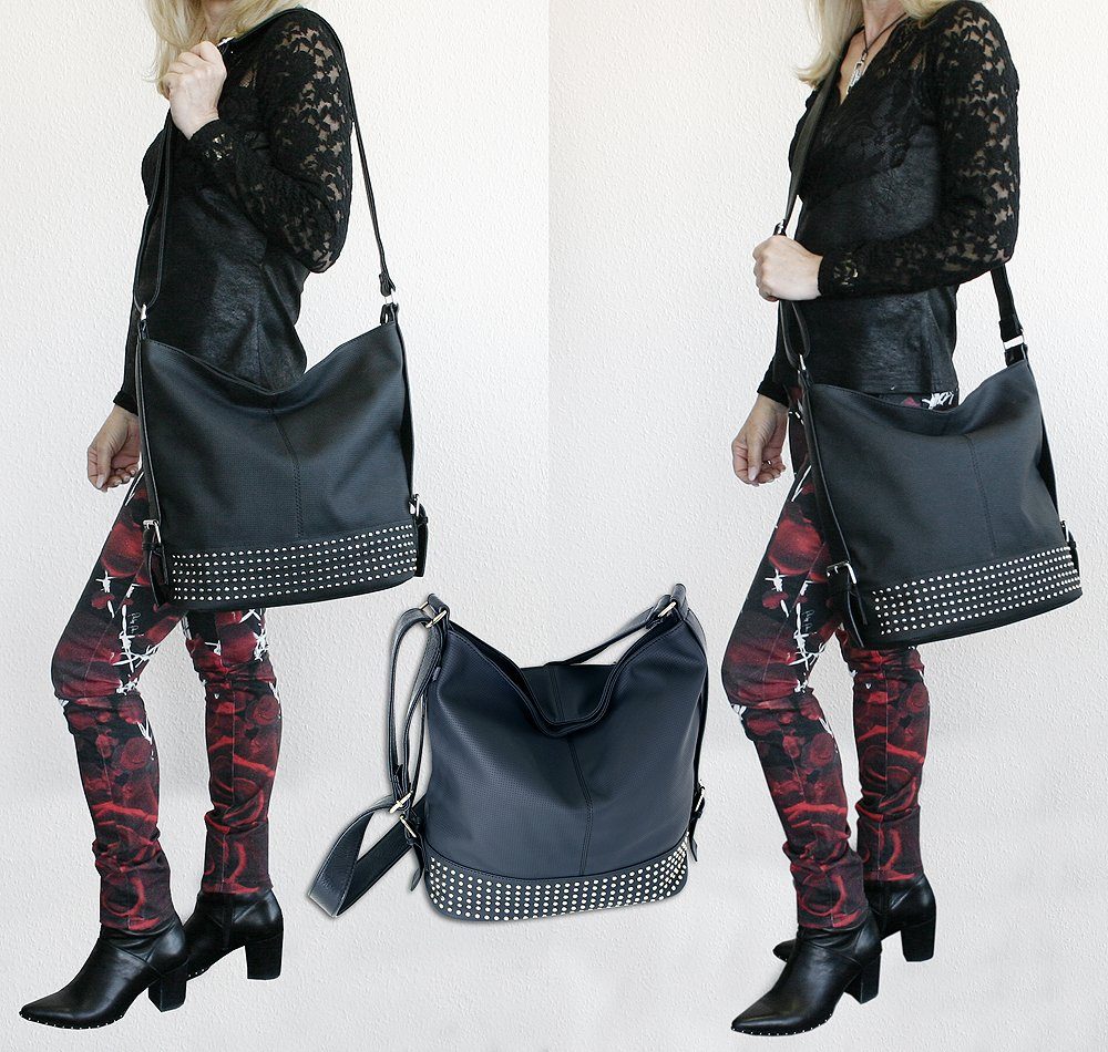 J JONES JENNIFER JONES Schultertasche Große Damen Umhängetasche mit Nieten - Crossbody Bag - Groß