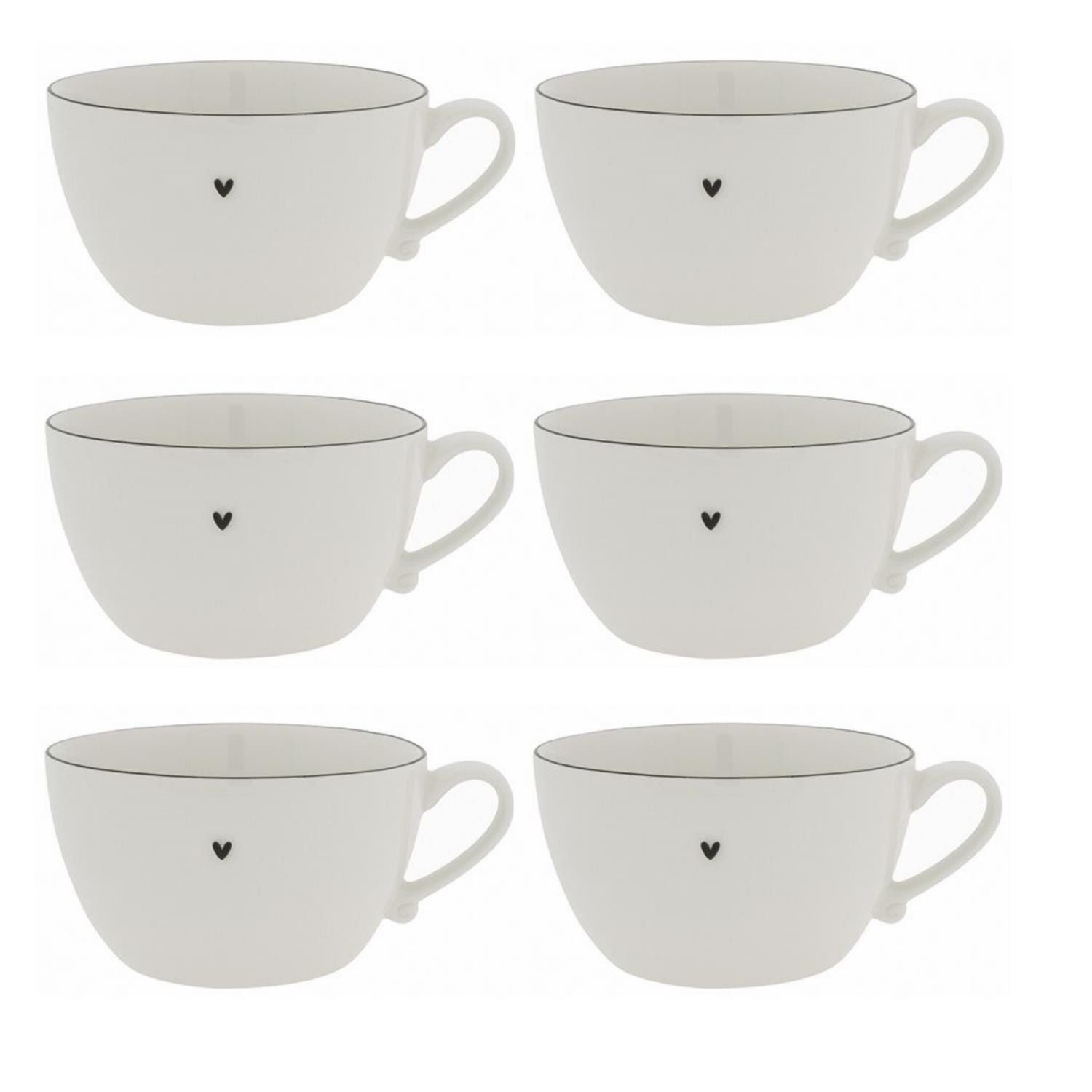 Bastion Collections Tasse Schwarzes Herz, Keramik, Spülmaschinengeeignet, Weiß, Motiv: schwarzes Herz