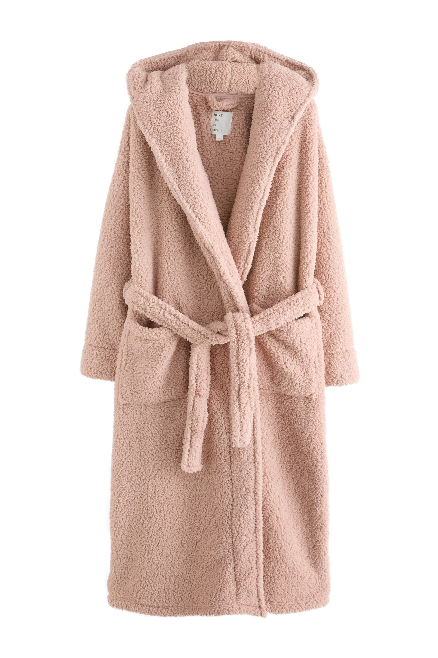 Next Damenbademantel Langer Teddy-Morgenmantel, Polyester (recycelt)