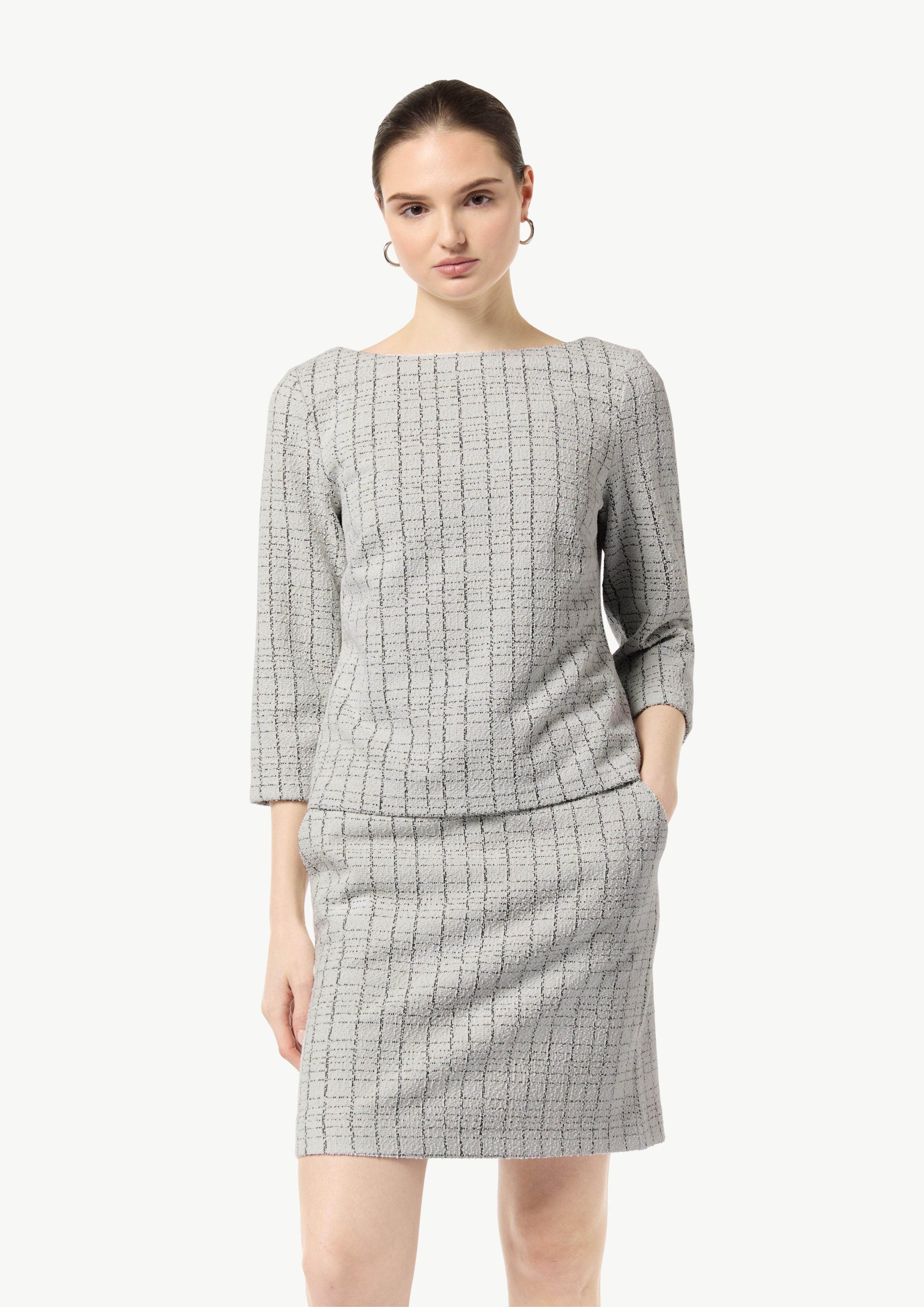 Shirttop Bouclé-Jerseyshirt mit Metallic-Garn