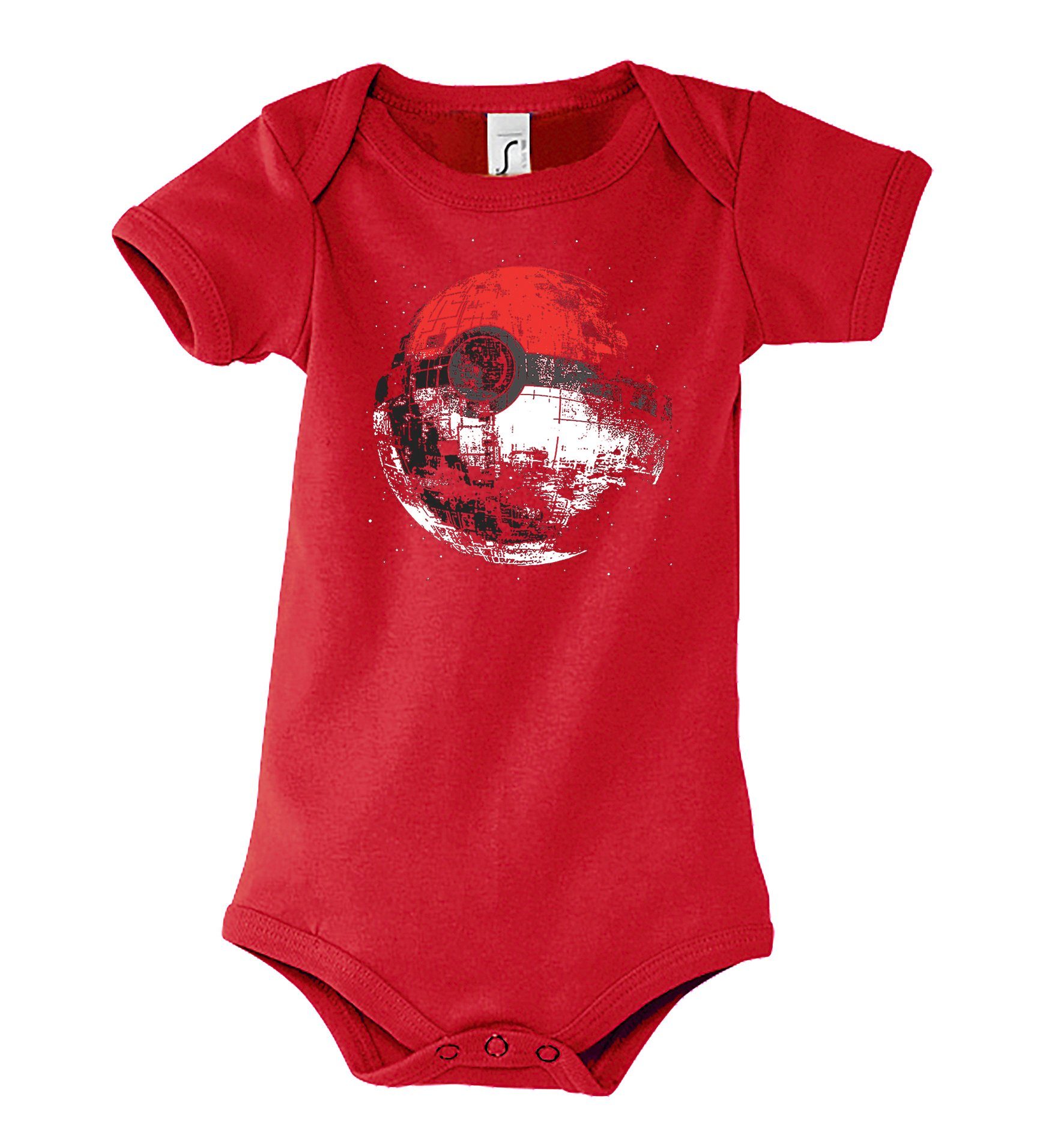 Poke Designz Body mit Stern Rot Ball Kurzarmbody in tollem Frontdruck Youth Strampler Baby Design,