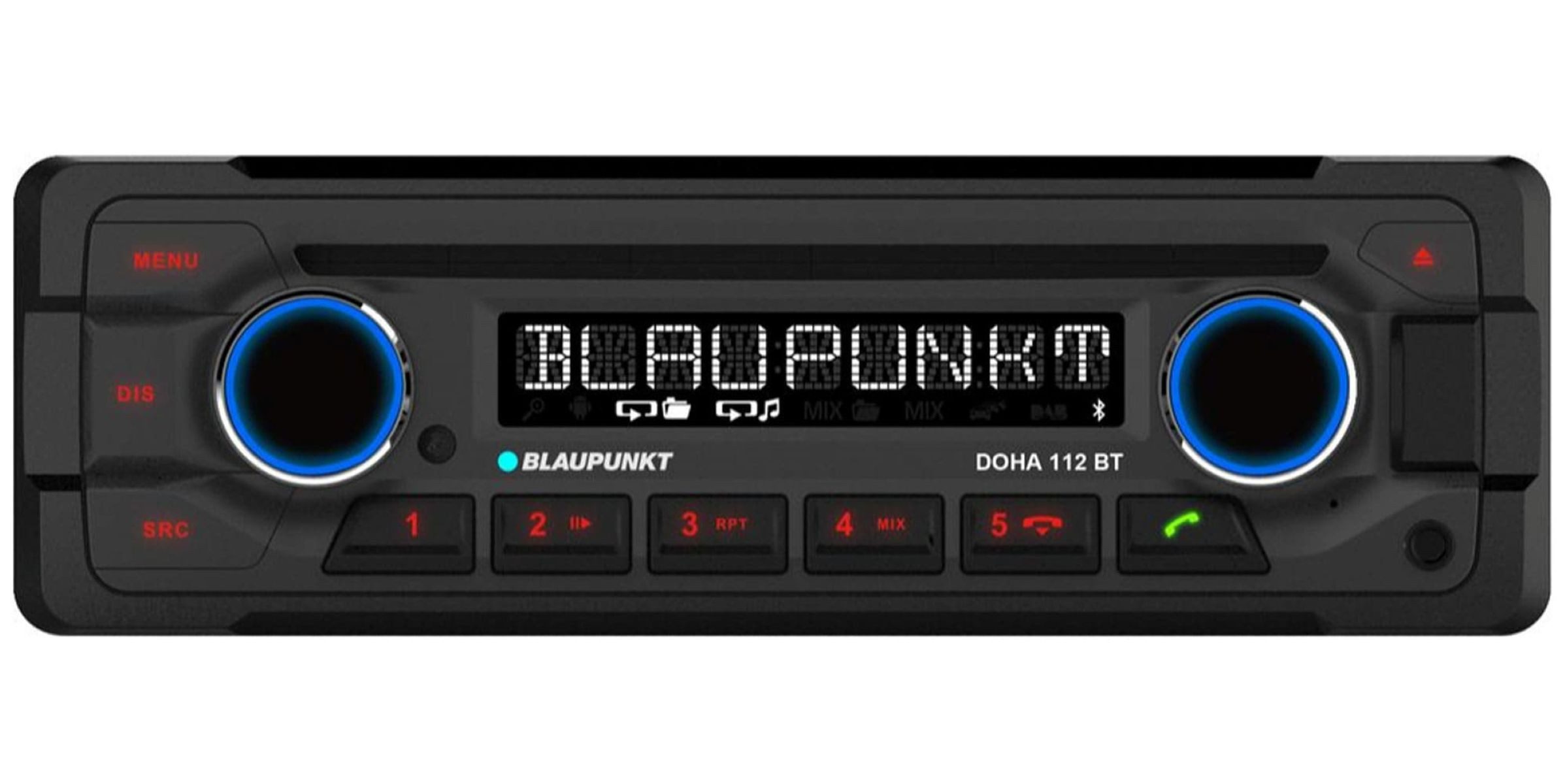 Blaupunkt DOHA 112 BT Bluetooth CD MP3 USB Autoradio Autoradio (RDS, AUX-Eingang, USB, Abnehmbares Bedienteil, AM/FM Radio, Animiertes Display, Bluetooth, Freisprecheinrichtung, AUX Eingang, 1 DIN)