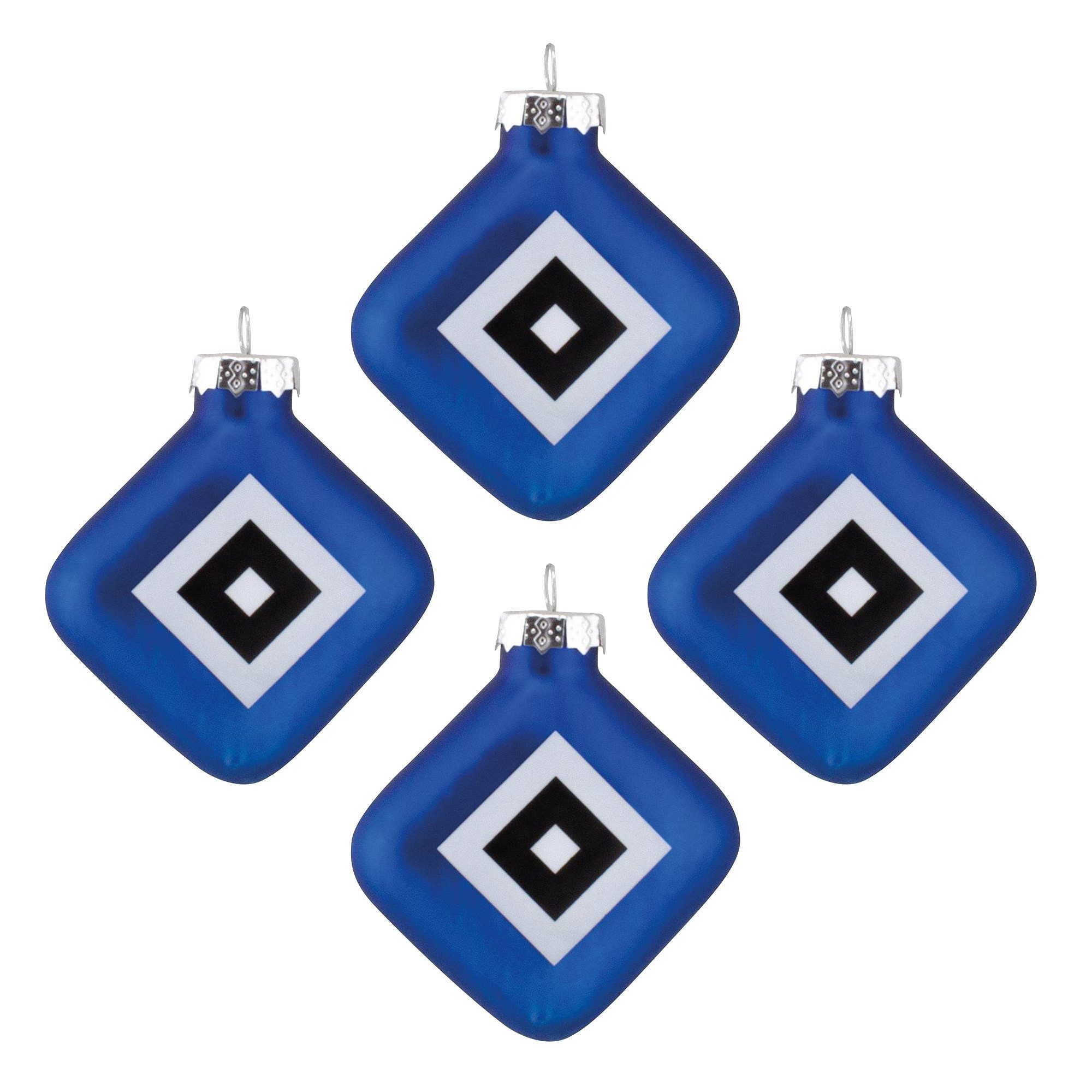 HSV Weihnachtsbaumkugel Christbaumkugel Rauten-Form 4er Set