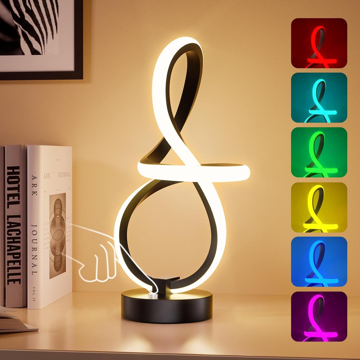 Masbekte Nachttischlampe Dimmbar Tischlampe, 7-farbige Tischleuchte, günstig online kaufen