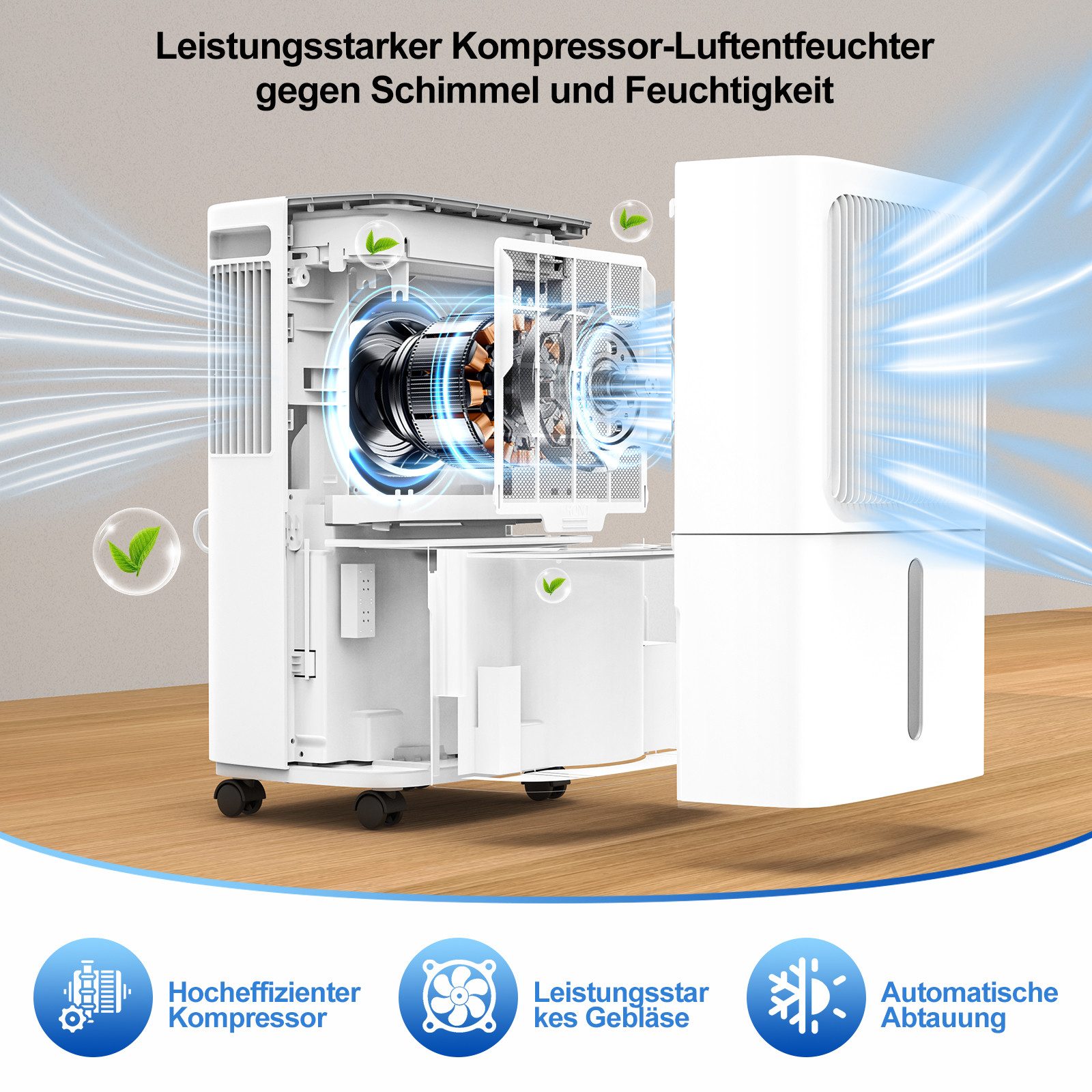 LEENON Luftentfeuchter Luftentfeuchter mit Display,Timer,16L&20L, leise,3 Modi,Abtauautomatik, für 150 m³ Räume, Entfeuchtung 16 l/Tag, Tank 1,6 l, Wasserstandswarnung, schimmelresistent, für Wohnung/Keller,SLEEP-Modus