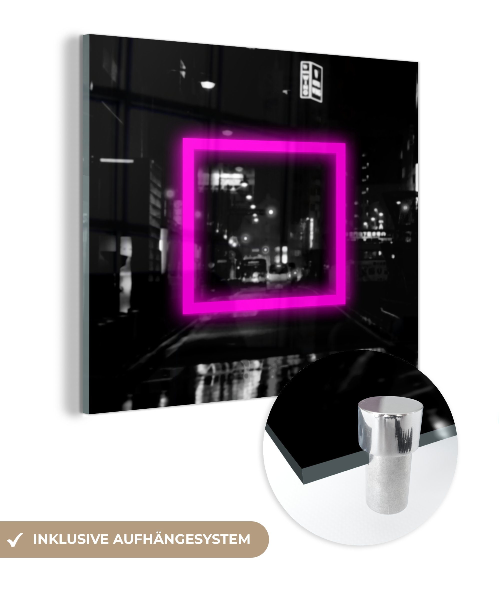 MuchoWow Acrylglasbild Spiele - Neon - Rosa, (1 St), Glasbilder - Bilder auf Glas Wandbild - Foto auf Glas - Wanddekoration