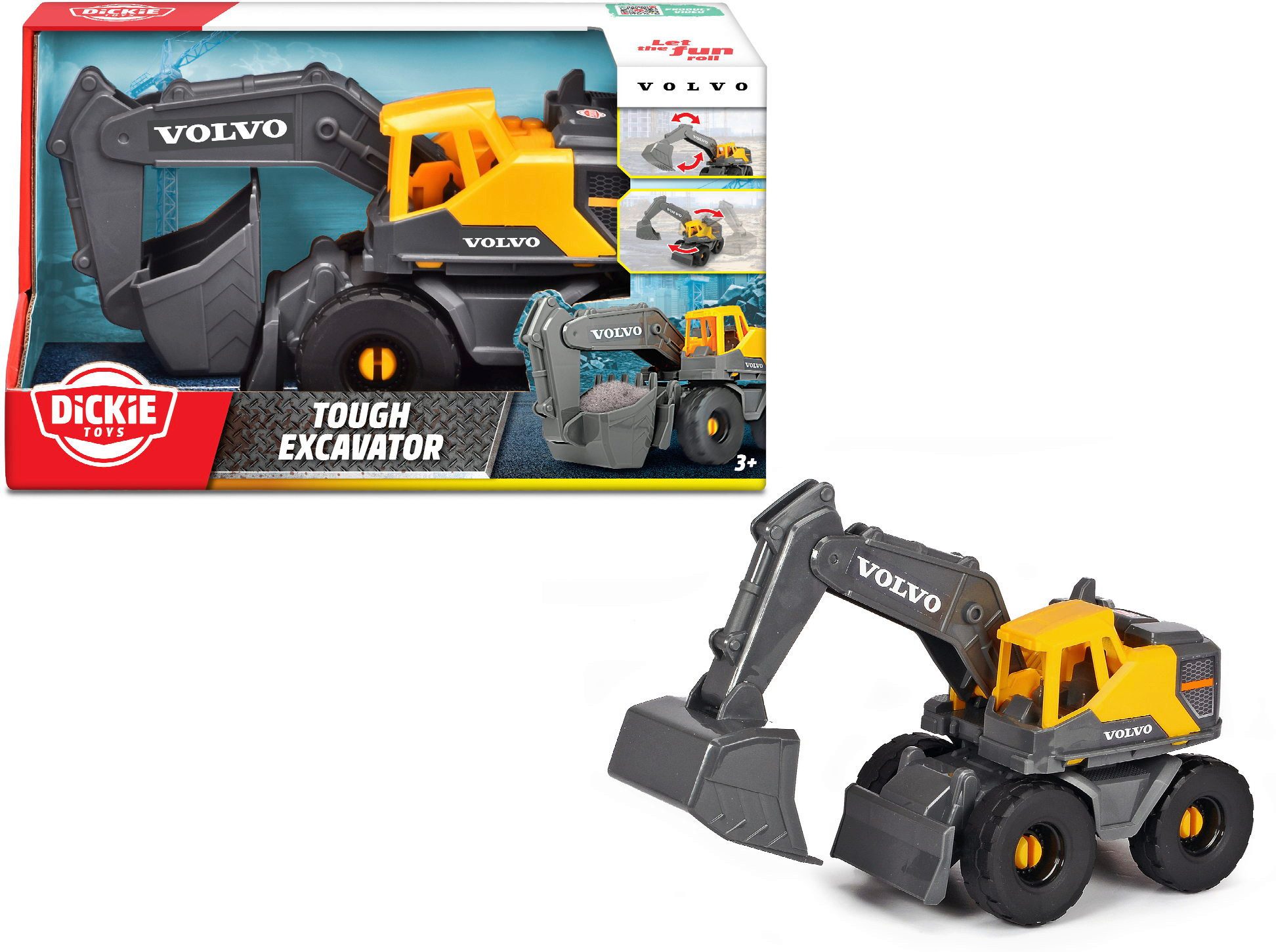 Dickie Toys Spielzeug-Auto Spielfahrzeug Real Construction Volvo Tough Excavator Bagger 203724011