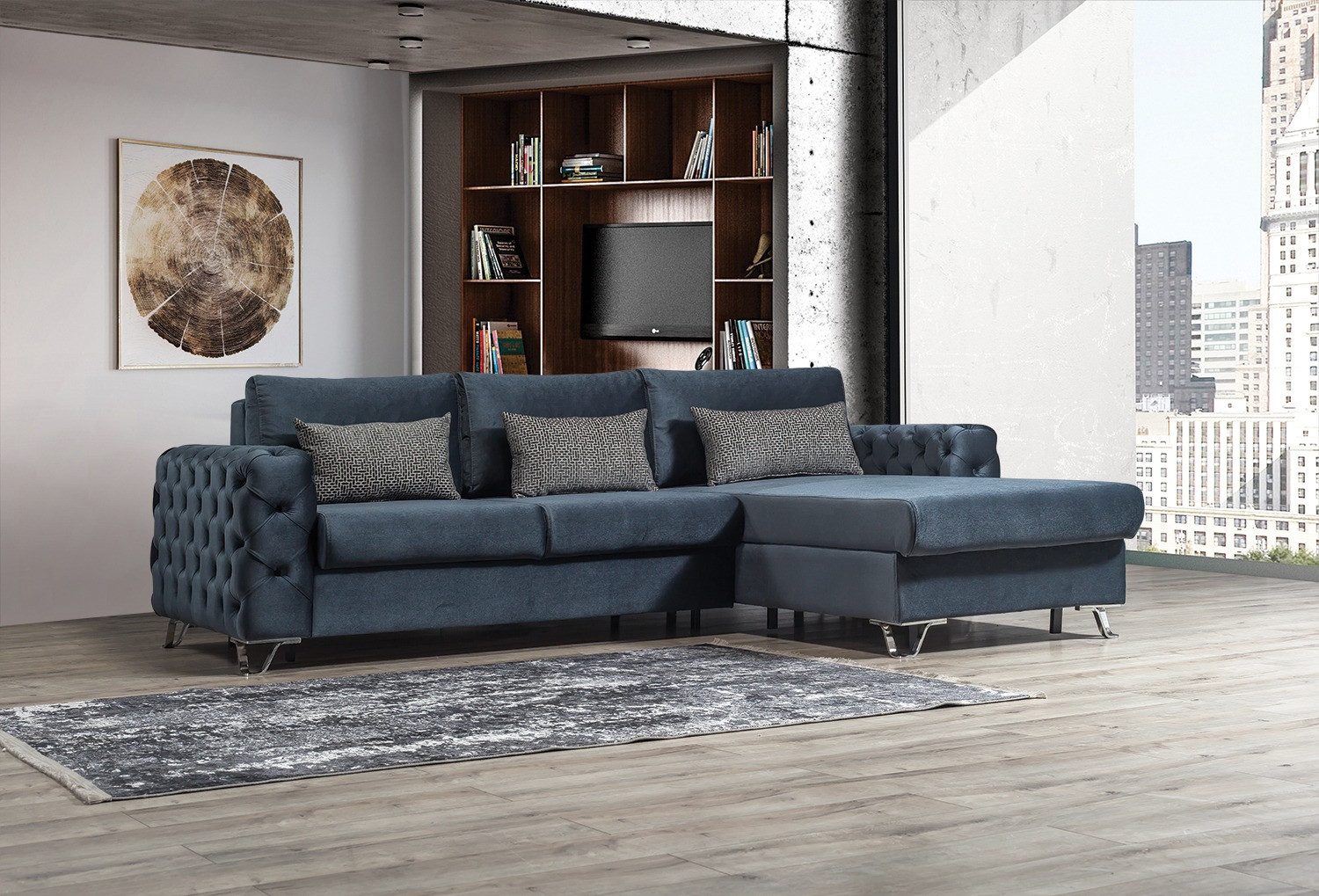 Viva Möbel Sofa VILLA, Luxuriöses und elegantes Ecksofa für stilbewusste Käufer.