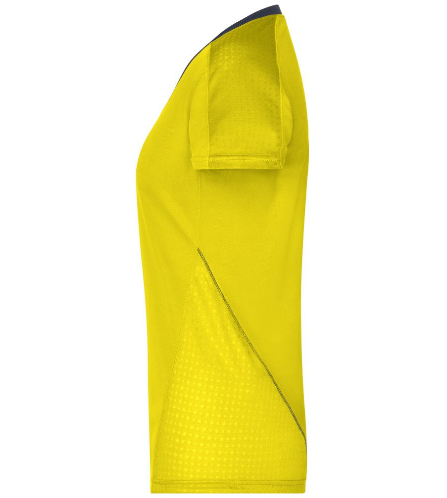 James & Nicholson Laufshirt 2 lemon/iron-grey Kurzarm Atmungsaktiv Running Doppelpack (Doppelpack, Damen JN471 Laufshirt Stück) und T-Shirt Feuchtigkeitsregulierend