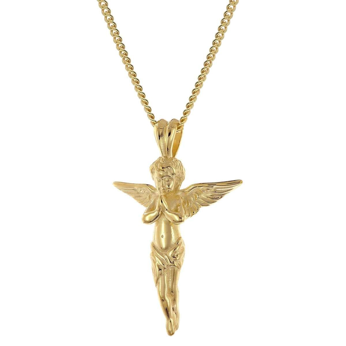 trendor Panzerkette 28162, Kreuz-Anhänger Gold 333/8K an vergoldeter Silberkette