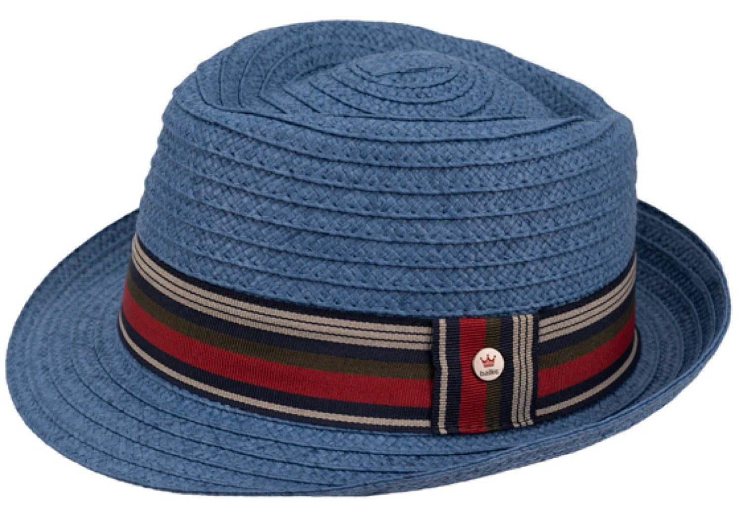 gestreiftem Balke Strohhut Bortenhut Knautschbarer mit Band jeansblue Trilby 262