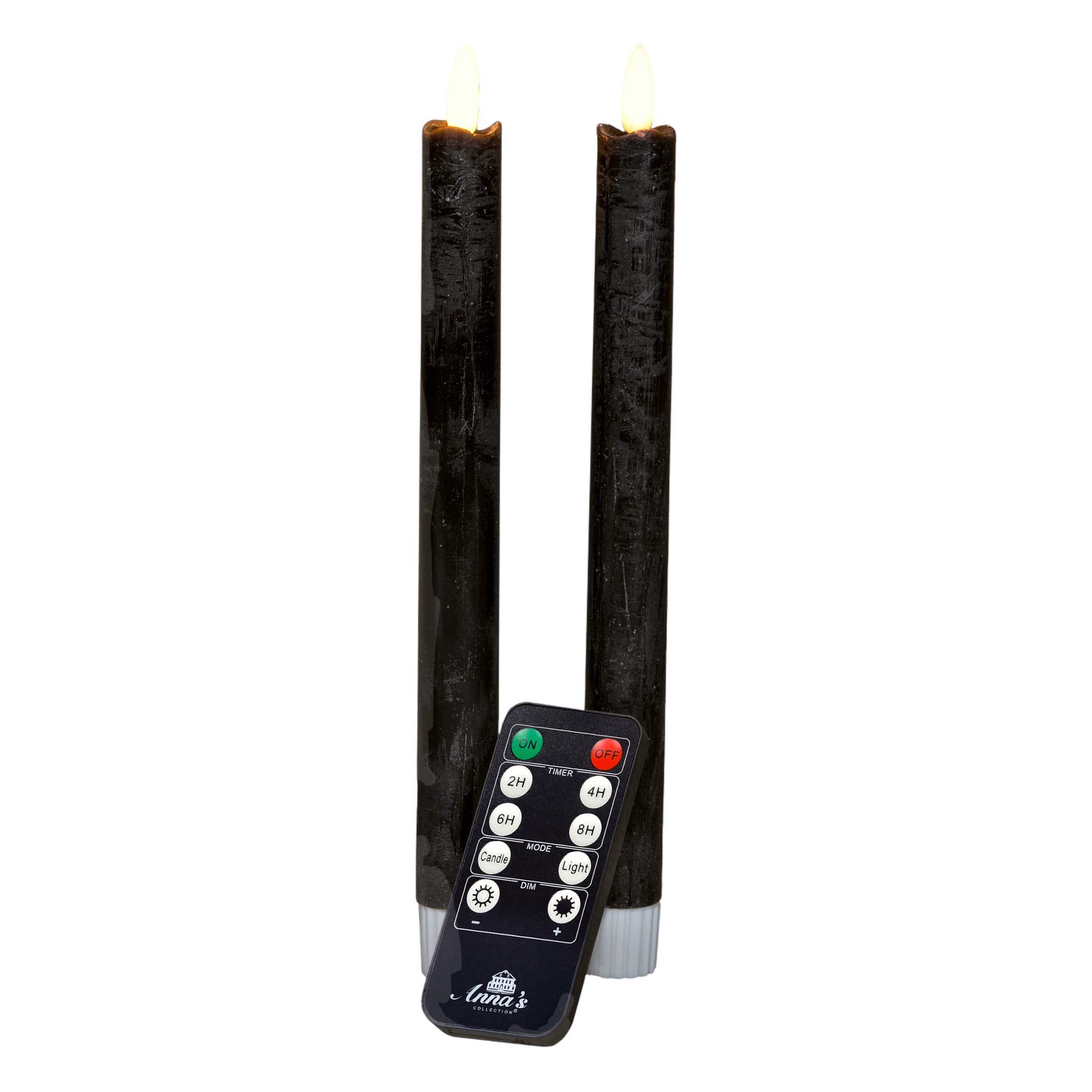 Coen Bakker LED-Kerze Wax Candles (Set, 3-tlg), Stabkerzen Fernbedienung Shabby Timer Dimmer schwarz 23cm