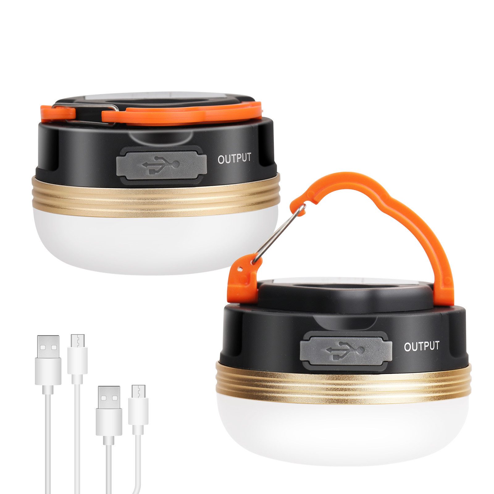 BlingBin LED Laterne Campinglampe 2 Pack Camping Licht Laterne LED USB Wiederaufladbare, USB Wiederaufladbare, LED fest integriert, Tageslichtweiß, Wasserdicht 3 Modi Power Bank Zeltleuchten für Outdoor Camping Wandern