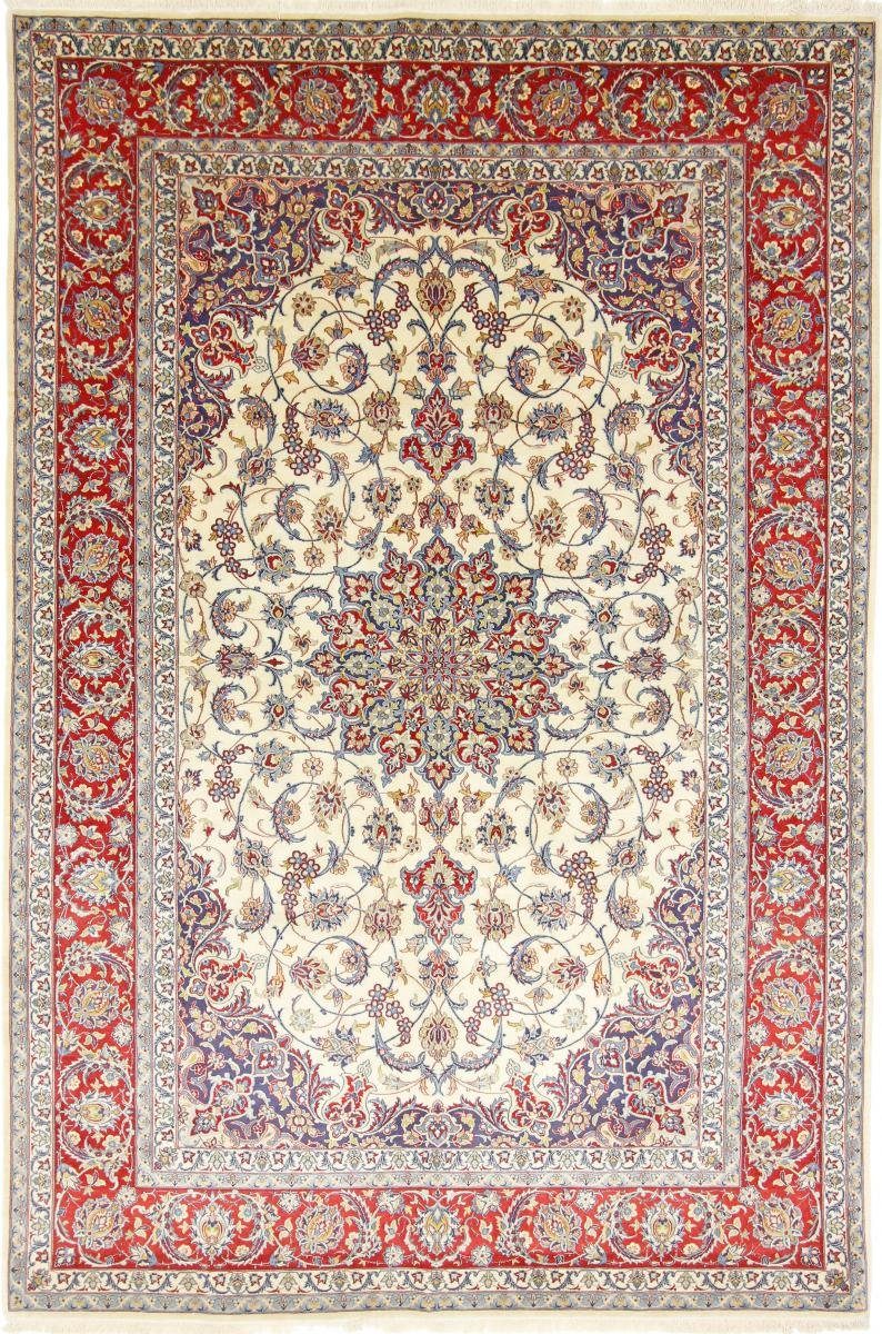 Orientteppich Isfahan Seidenkette 206x307 Handgeknüpfter Orientteppich, Nain Trading, rechteckig, Höhe: 8 mm