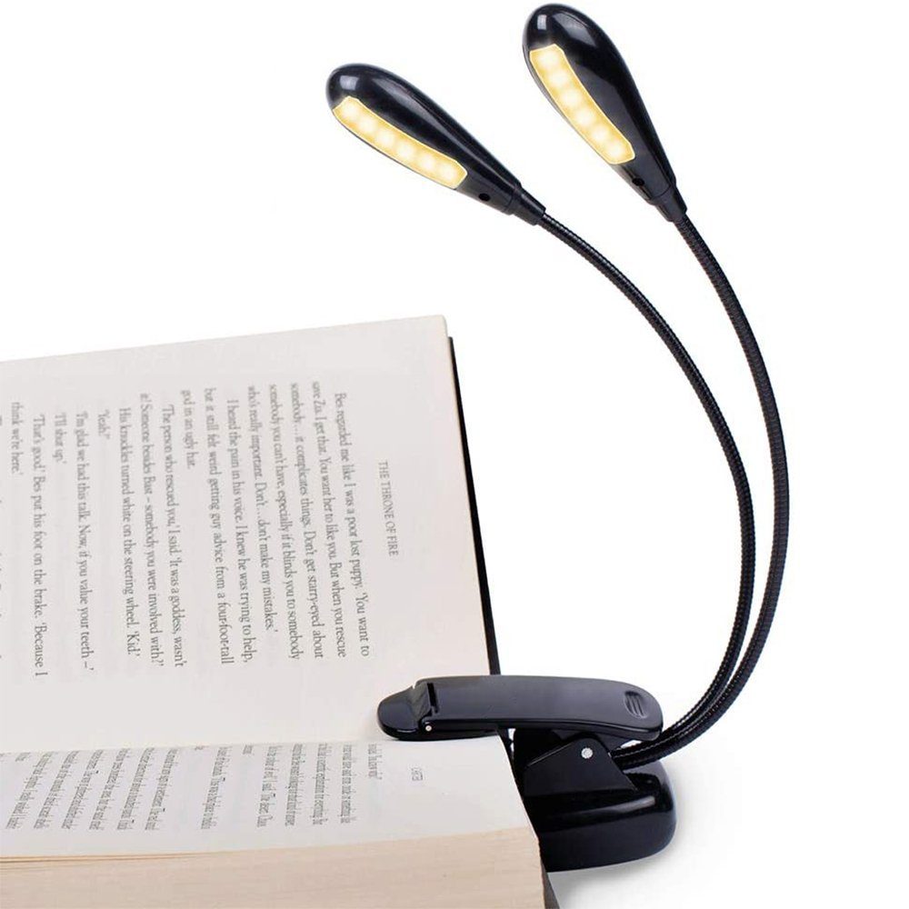 Leselampe Buch Klemme Leselampe LED mit 7 LEDs 3 Modus Helligkeit Stufenlos Einstellbar USB Wiederaufladbare Buchlampe LED Klemmleuchte Flexibel für Nachtlesen Bett Büro Weiß Buch 