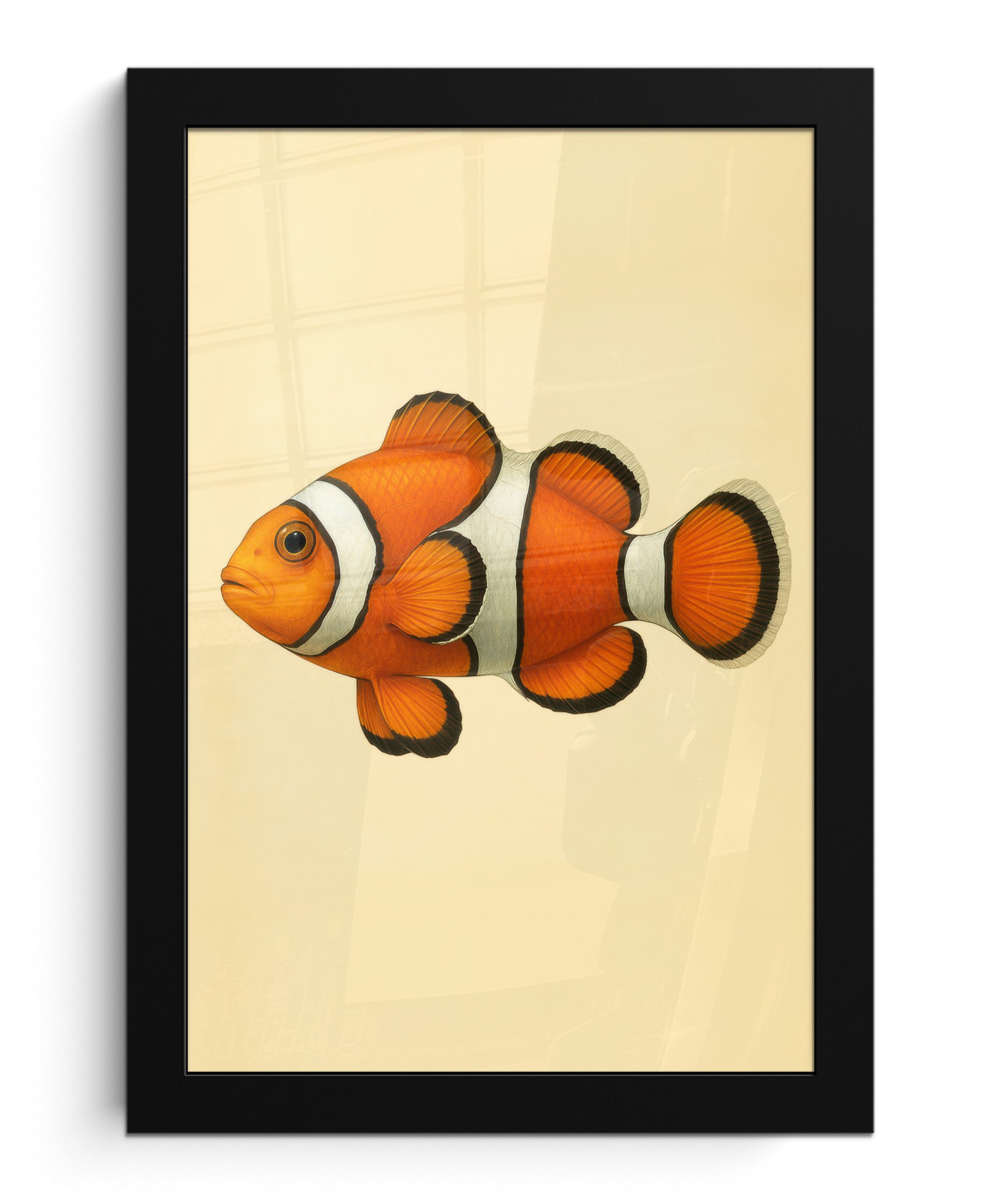 MuchoWow Poster Fisch - Orange - Streifen, (1 St), Bilderrahmen, Zimmer Deko, Bild für Wohnzimmer, 20x30 cm