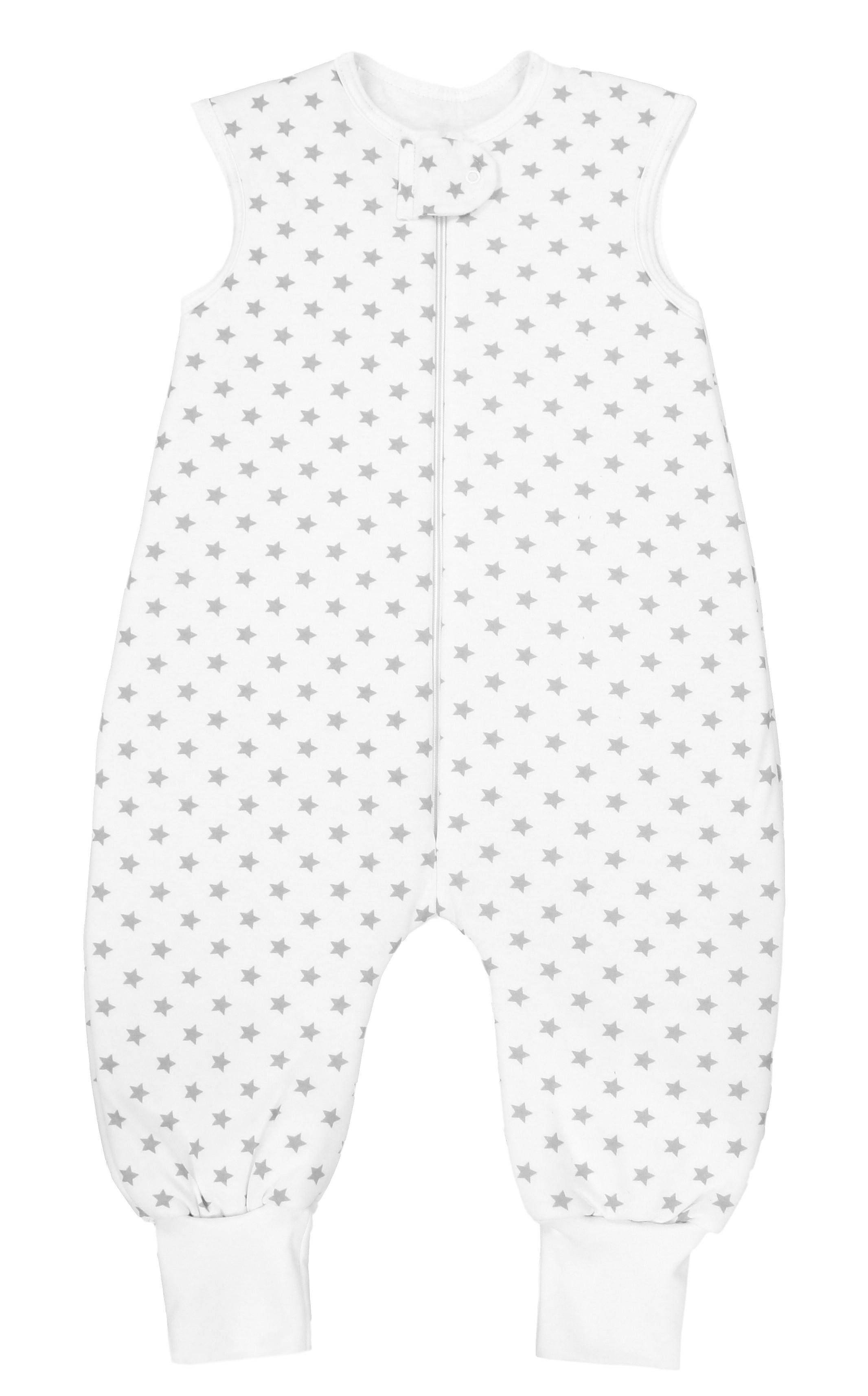 TupTam Babyschlafsack Winter Schlafsack mit Beinen OEKO-TEX zertifiziert 2,5 TOG Unisex Sternchen Weiß/Grau