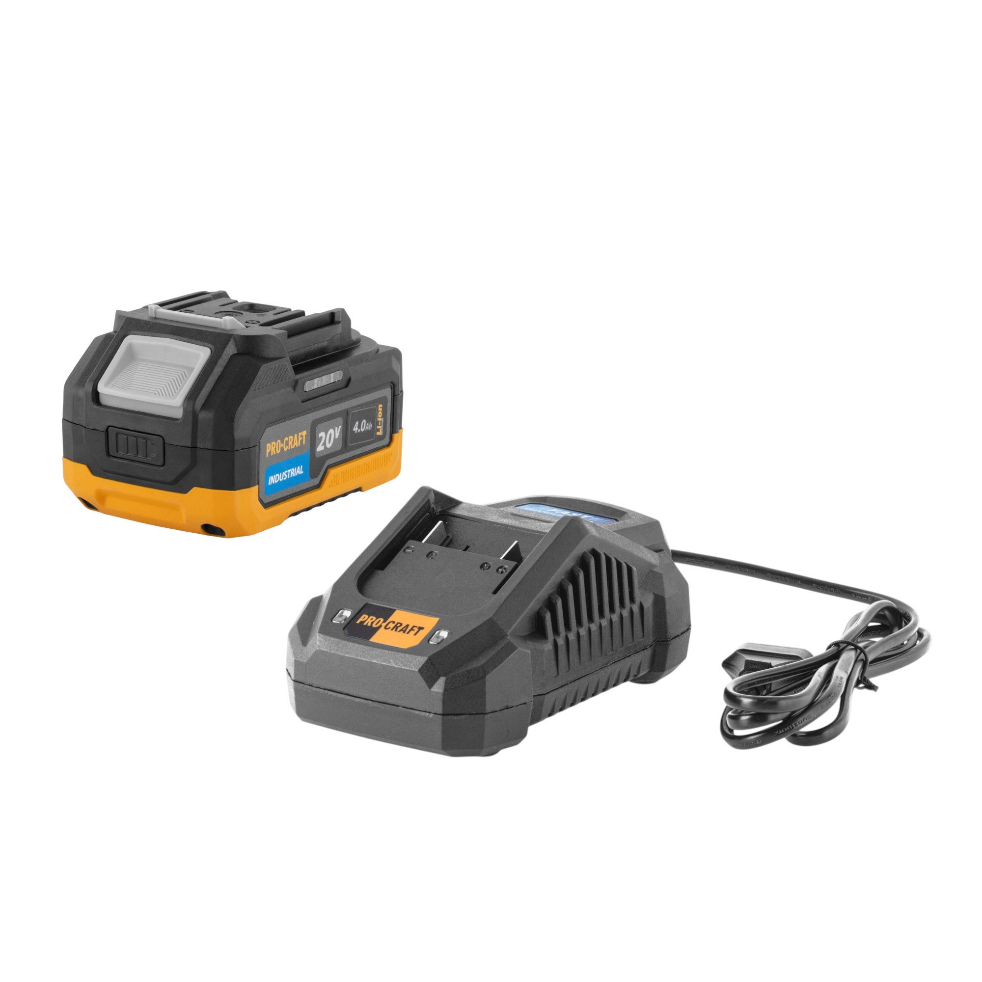 PRO CRAFT Starter Set 20 V 20/4A Schnell Ladegerät + 1x 20/4 Industrial Akku Schnelllade-Gerät