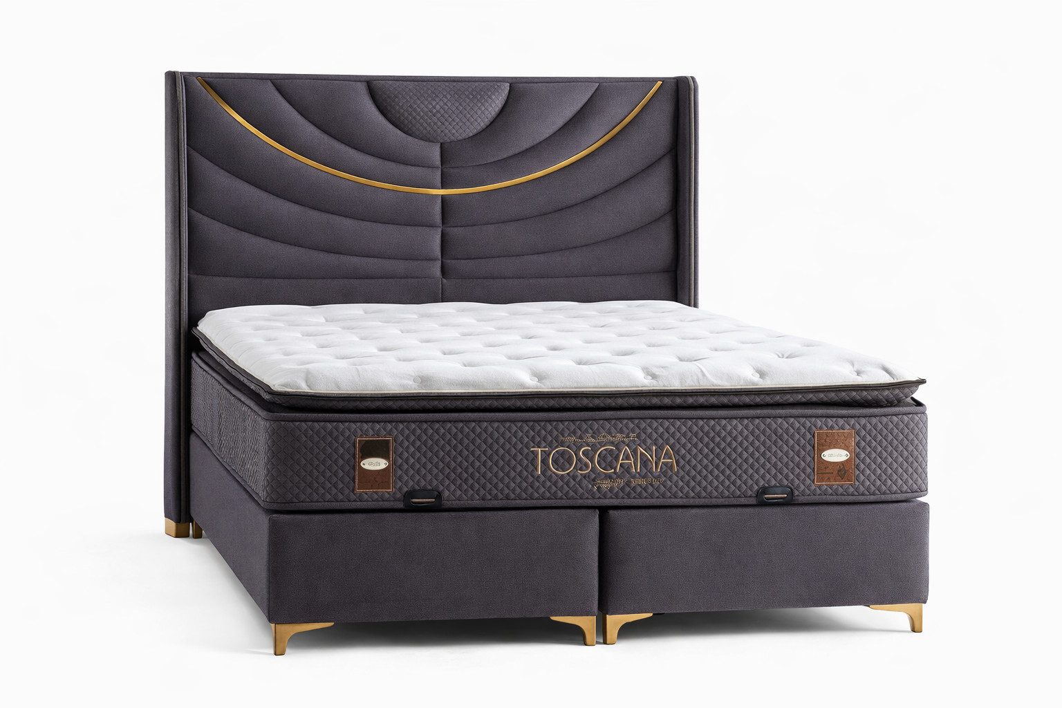 JVmoebel Boxspringbett Bett mit Matratze Blau Moderner Stil mit Stauraum und Polsterung