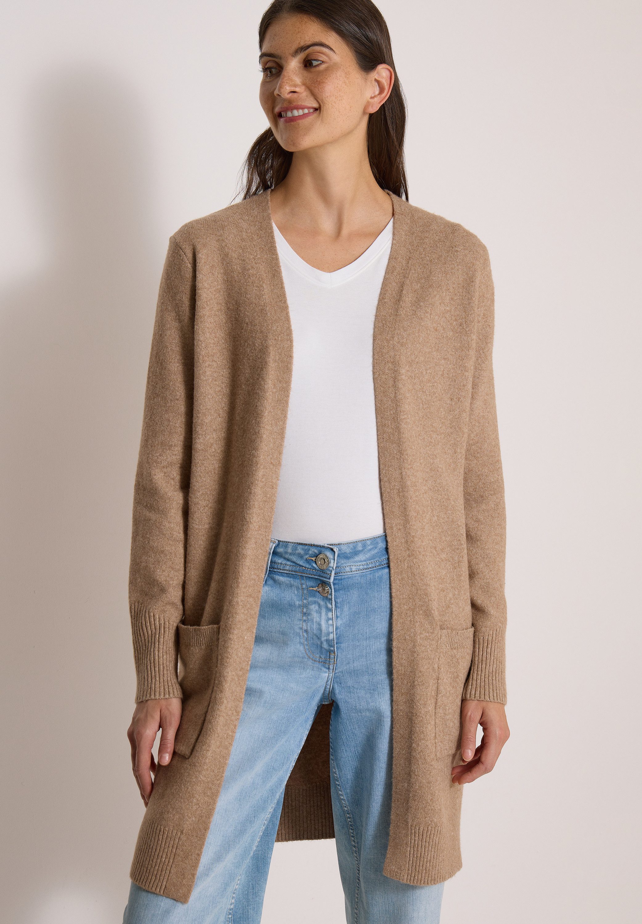 CECIL Longstrickjacke Langer Cardigan in offener Passform