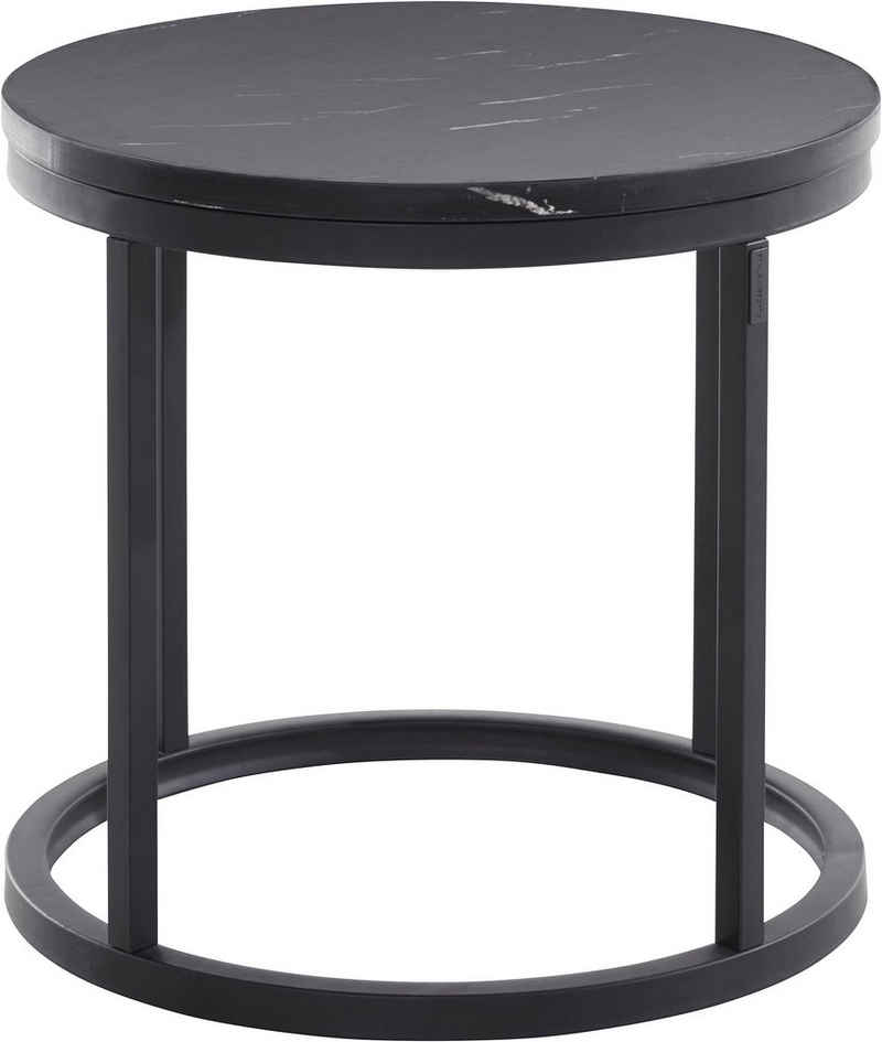 Places of Style Couchtisch »Brampton« (1-St), Tischplatte aus pflegeleitem MDF in Marmor Optik, schwarzes Gestell aus Metall, in verschiedenen Größen erhältlich, Höhe 46 cm