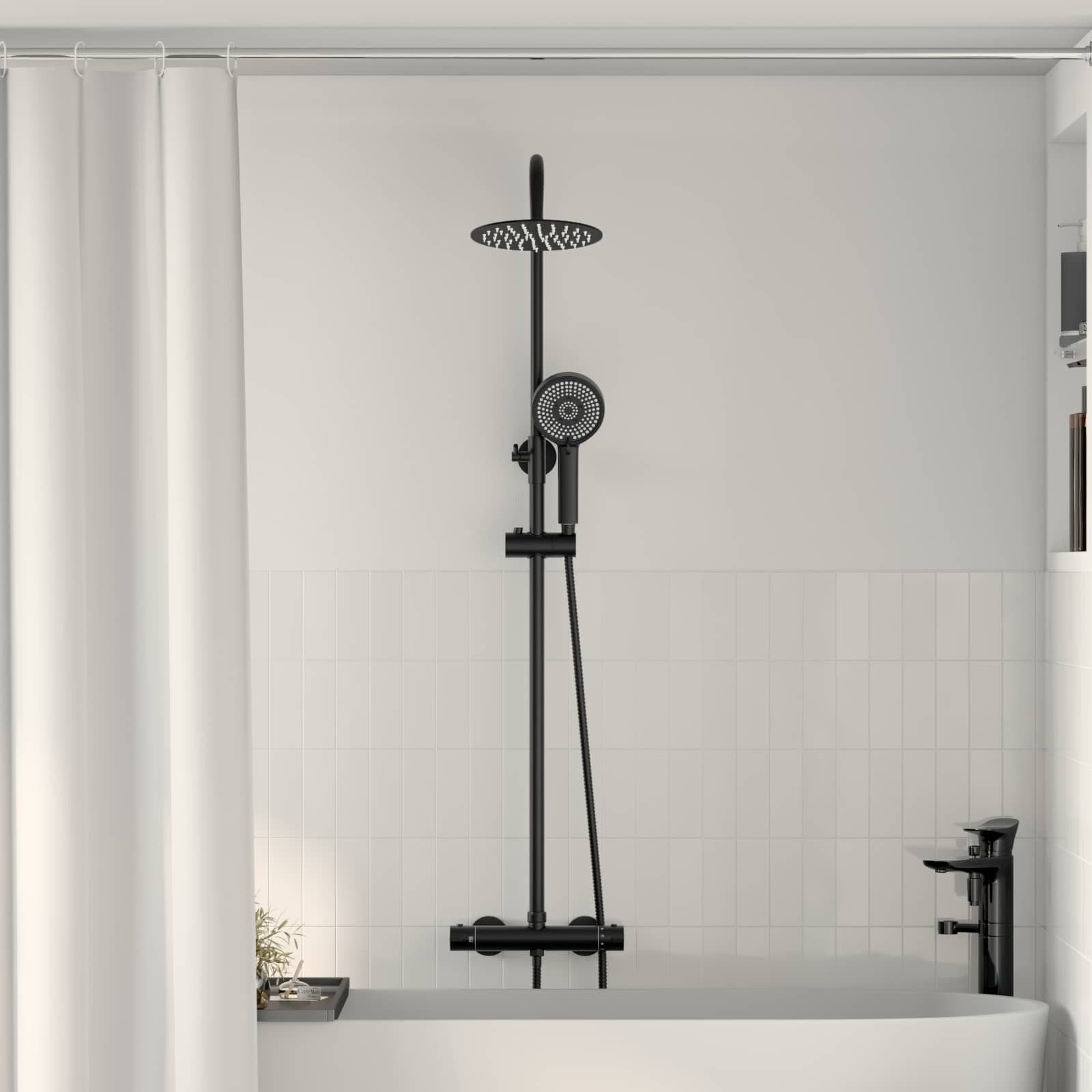 vidaXL Regenduschkopf Thermostatisches Duschset Messing und Edelstahl, (1-tlg)