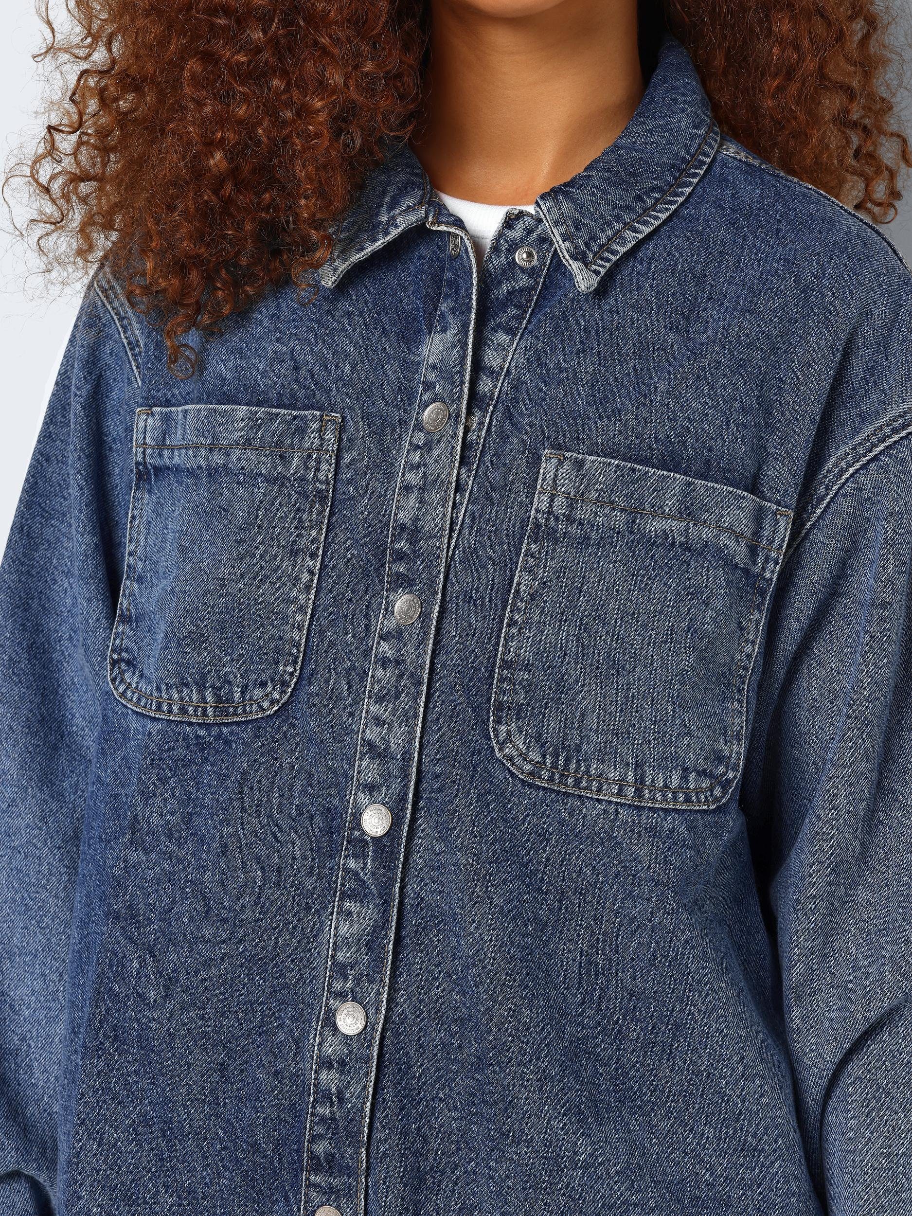 Noisy May NMALVA SHACKET - Camicia - medium blue denim/blu denim